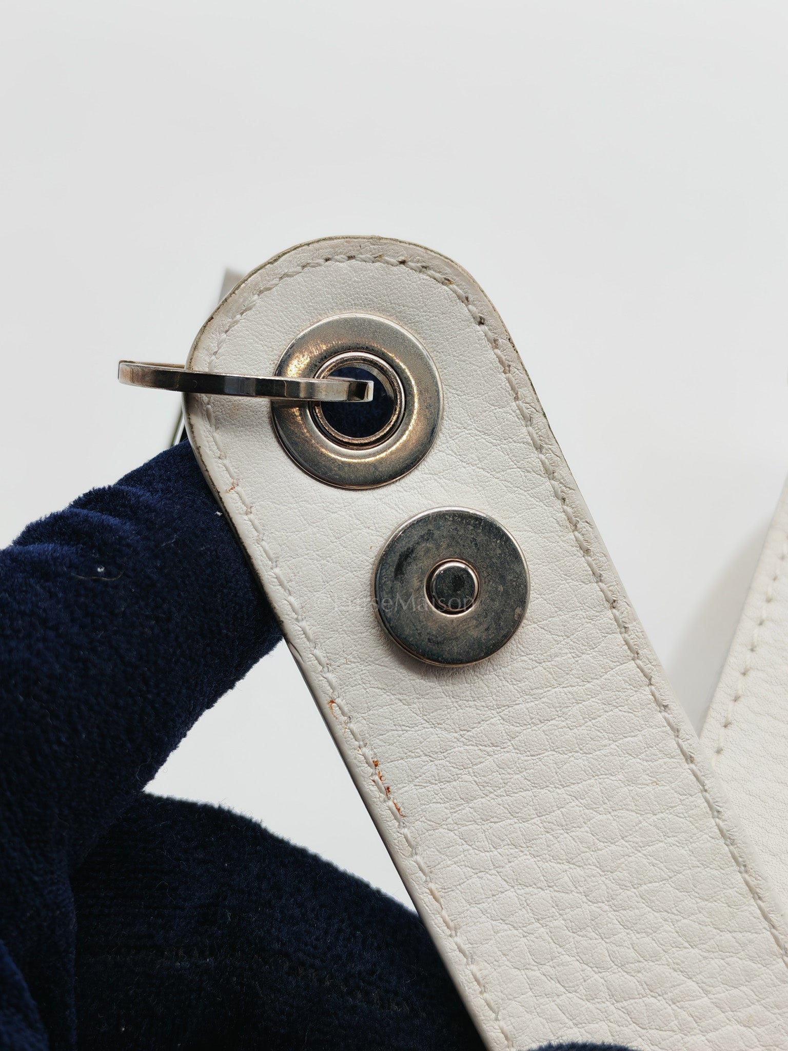 D Charm Pochette Shoulder Bag in White & Silver Hardware | Purse Maison Luxury Bags Shop