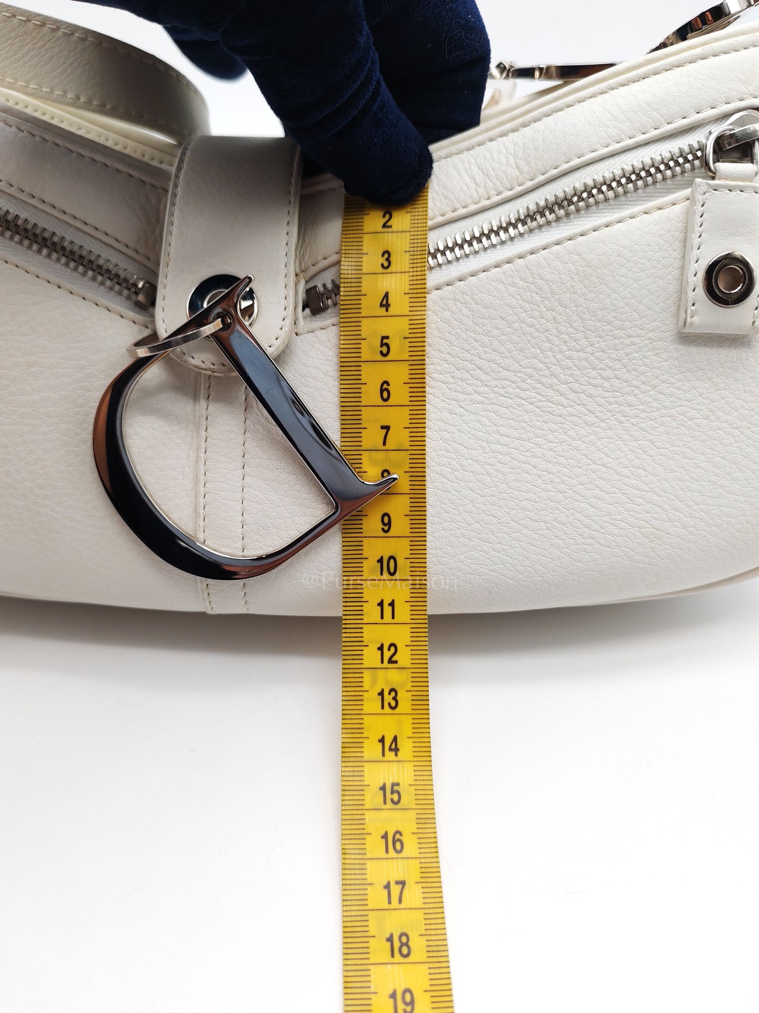 D Charm Pochette Shoulder Bag in White & Silver Hardware | Purse Maison Luxury Bags Shop