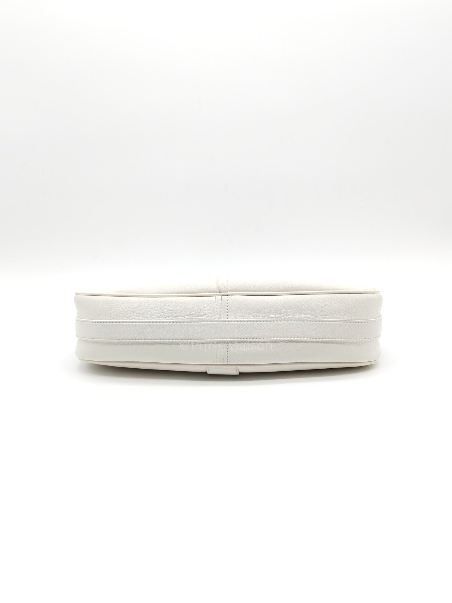D Charm Pochette Shoulder Bag in White & Silver Hardware | Purse Maison Luxury Bags Shop