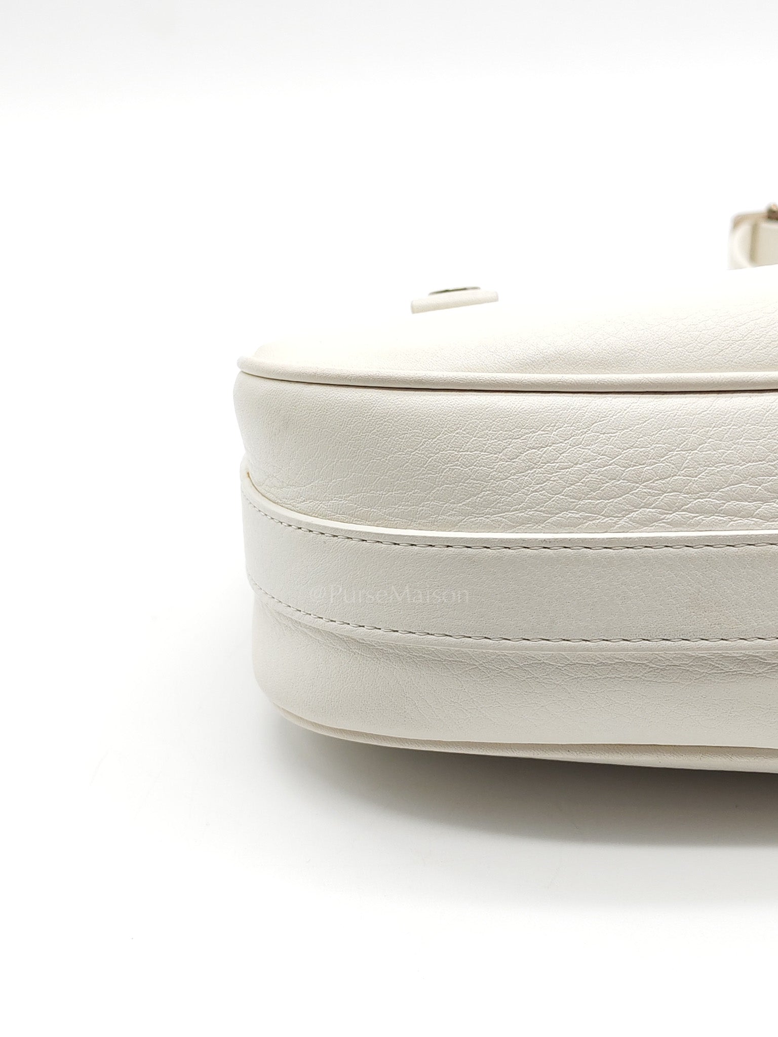 D Charm Pochette Shoulder Bag in White & Silver Hardware | Purse Maison Luxury Bags Shop