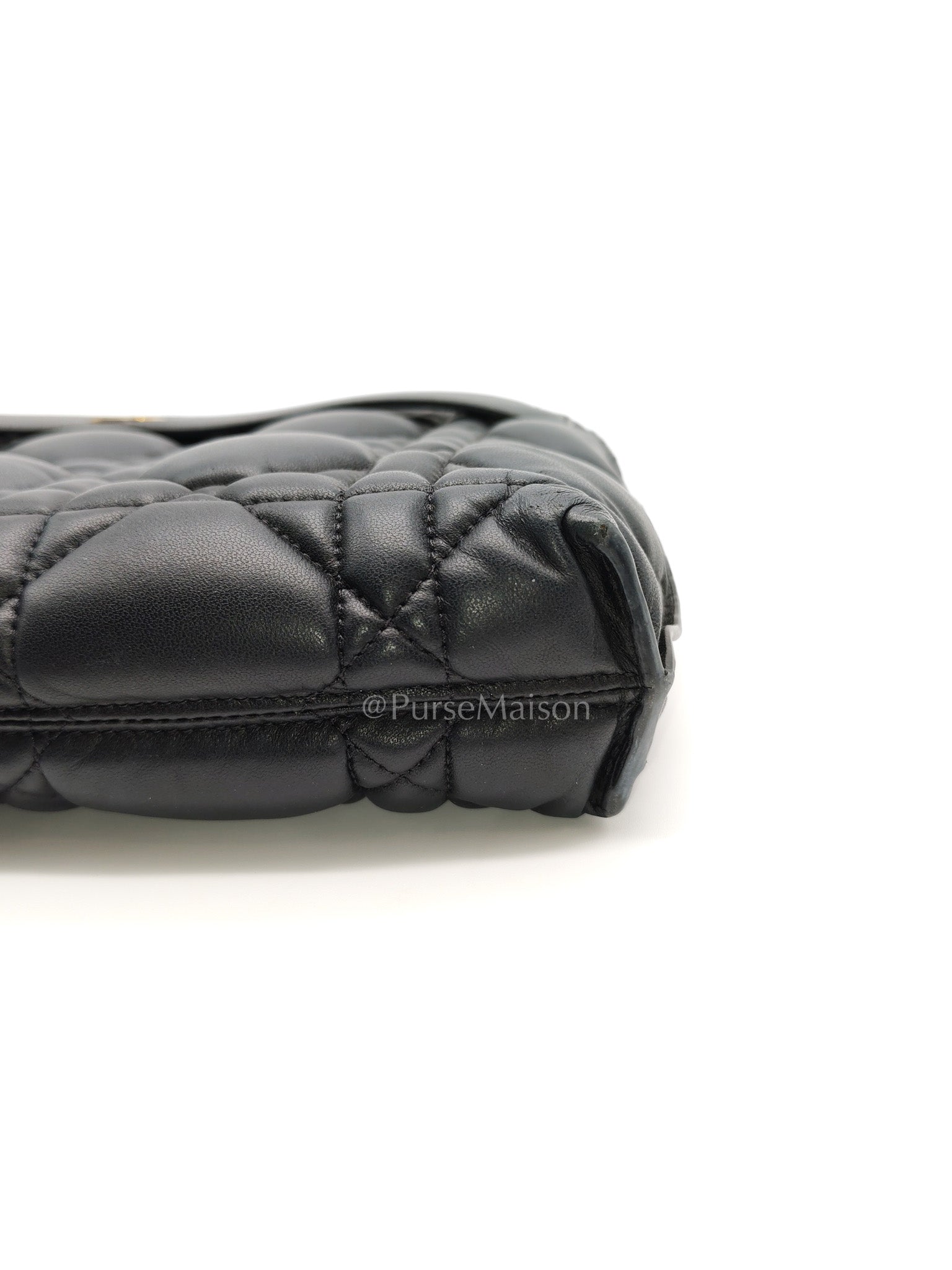 D-Every Large Black Cannage Quilt Lambskin Caro Pouch | Purse Maison Luxury Bags Shop