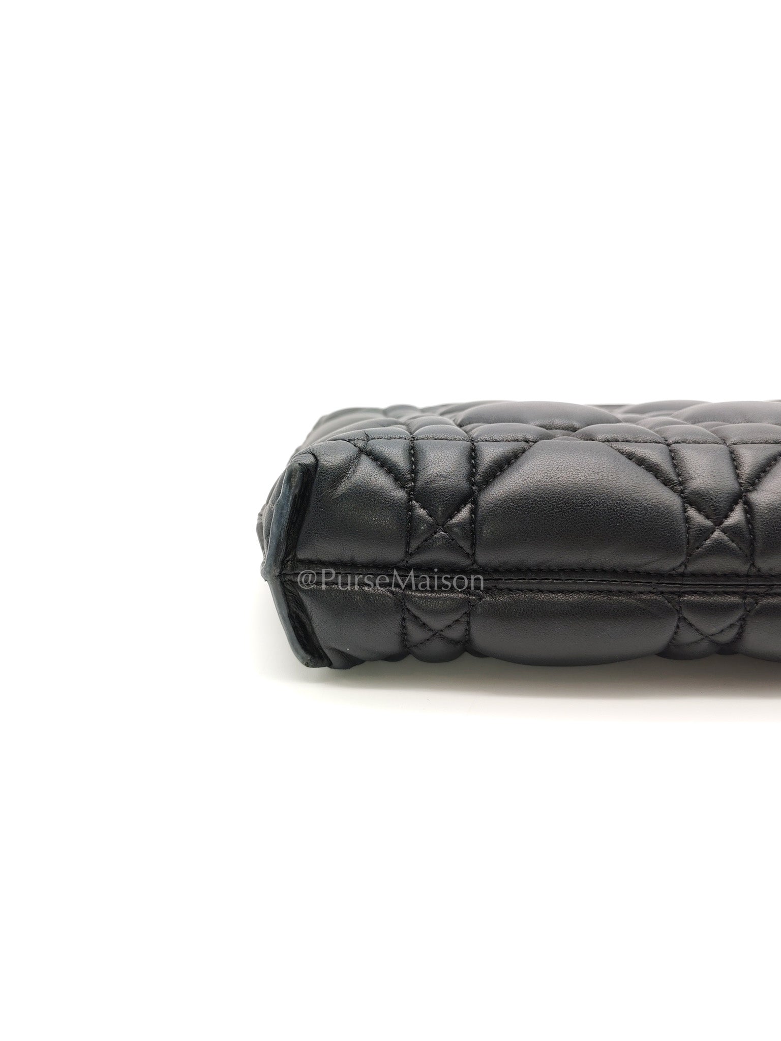 D-Every Large Black Cannage Quilt Lambskin Caro Pouch | Purse Maison Luxury Bags Shop
