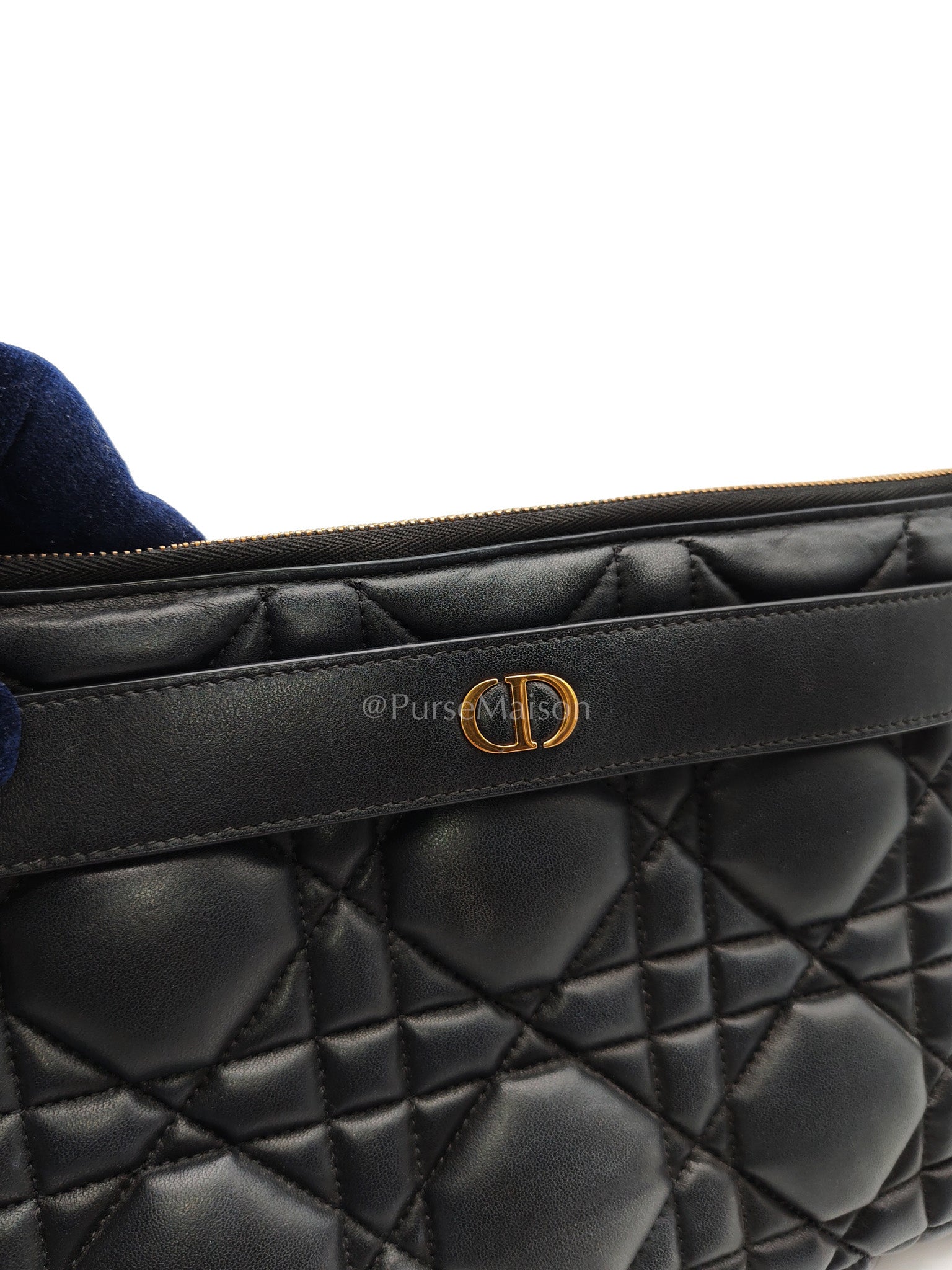 D-Every Large Black Cannage Quilt Lambskin Caro Pouch | Purse Maison Luxury Bags Shop