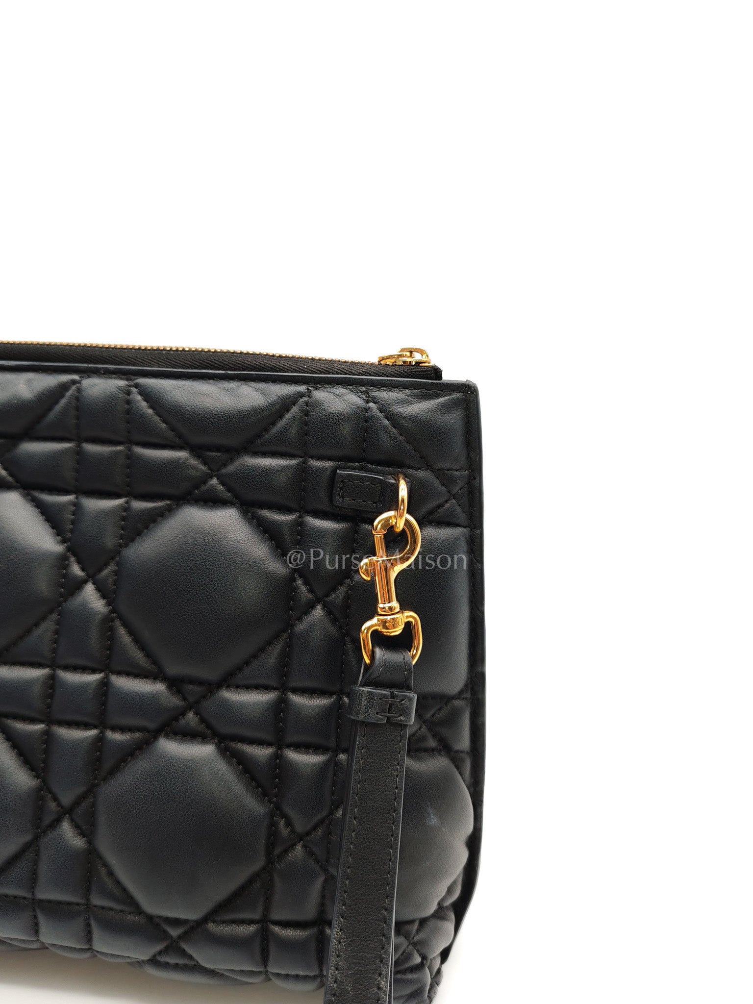 D-Every Large Black Cannage Quilt Lambskin Caro Pouch | Purse Maison Luxury Bags Shop