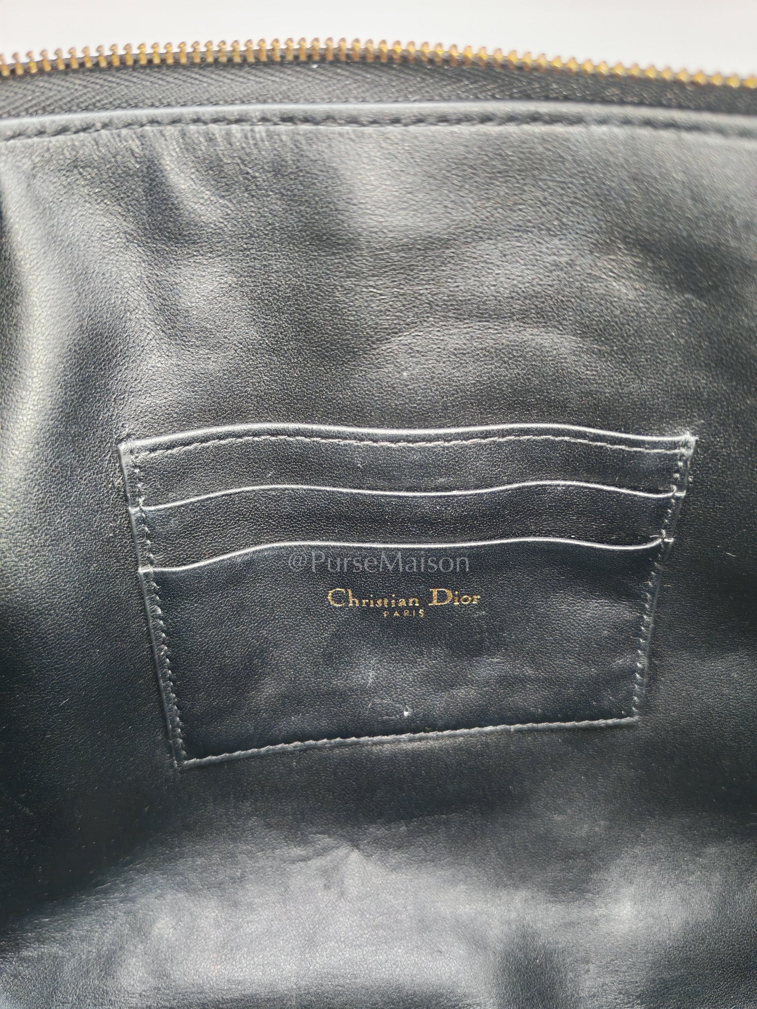 D-Every Large Black Cannage Quilt Lambskin Caro Pouch | Purse Maison Luxury Bags Shop