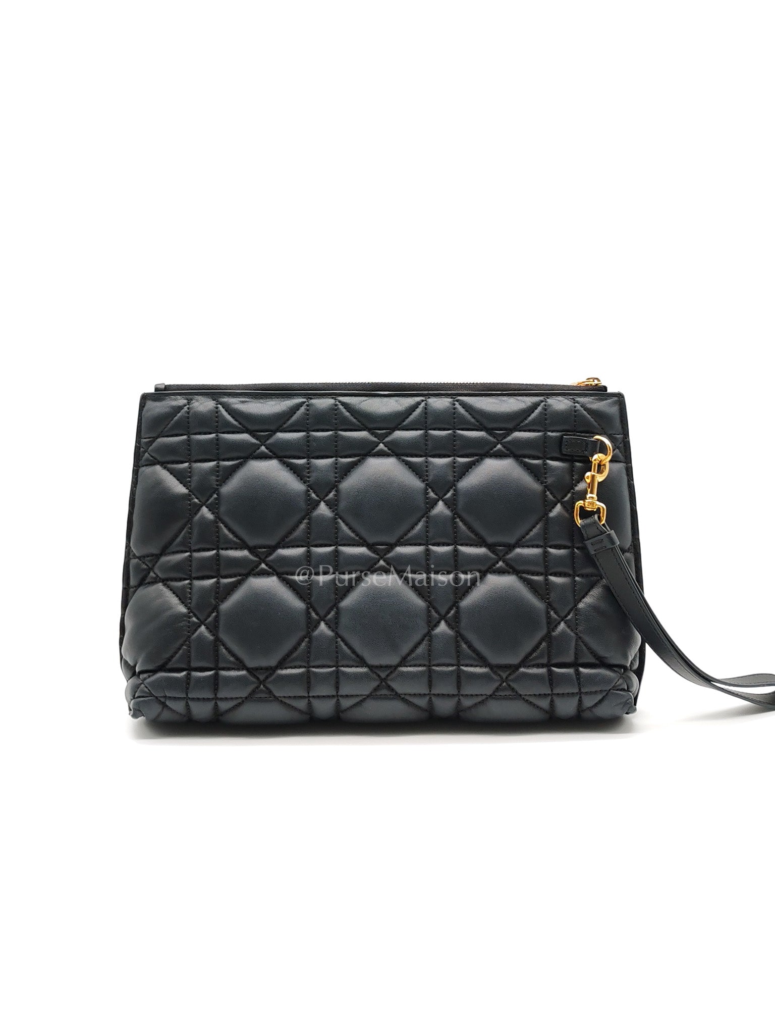 D-Every Large Black Cannage Quilt Lambskin Caro Pouch | Purse Maison Luxury Bags Shop