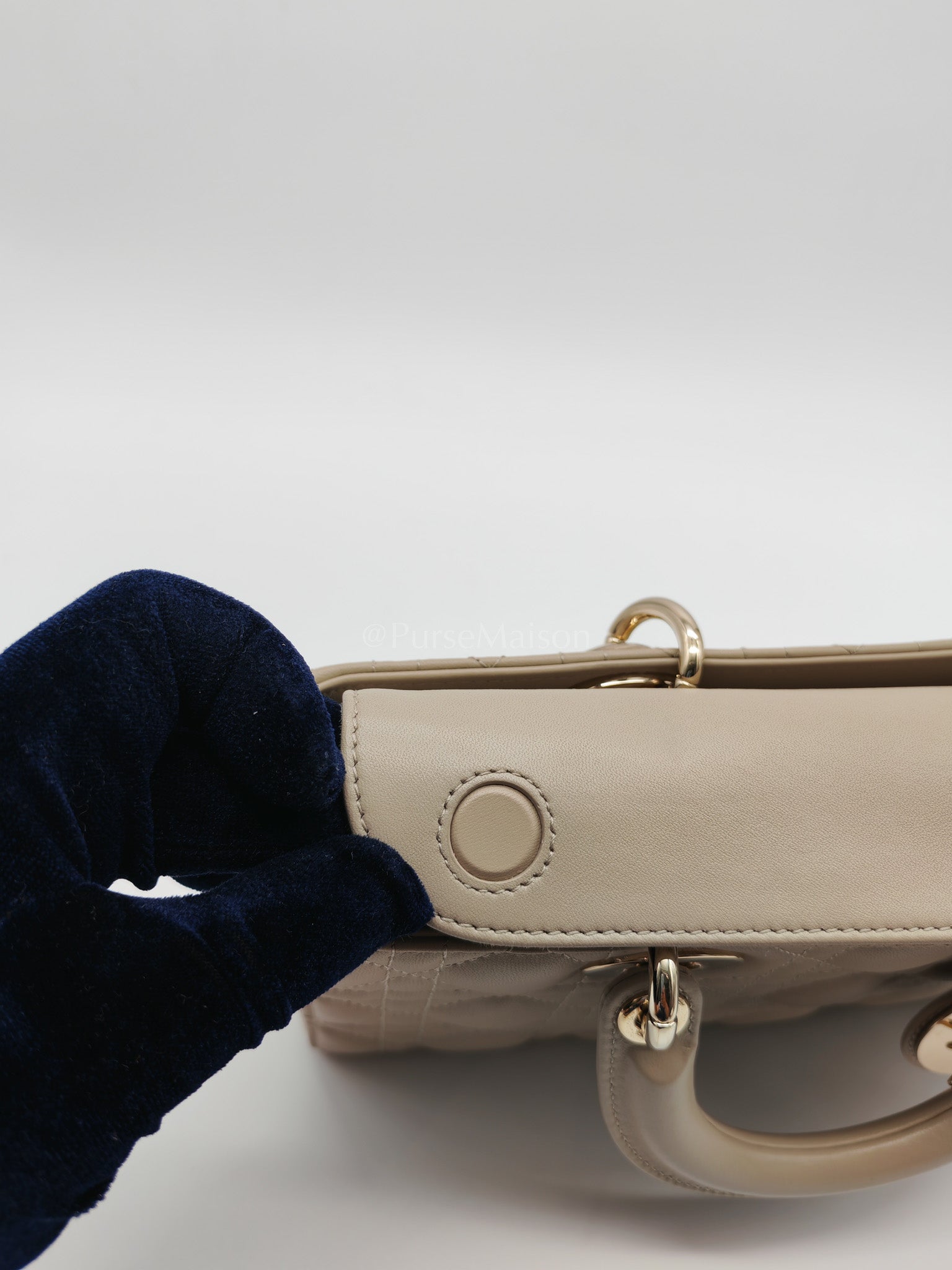 D-Joy Medium Sable Cannage lambskin Leather in Light Gold Hardware | Purse Maison Luxury Bags Shop