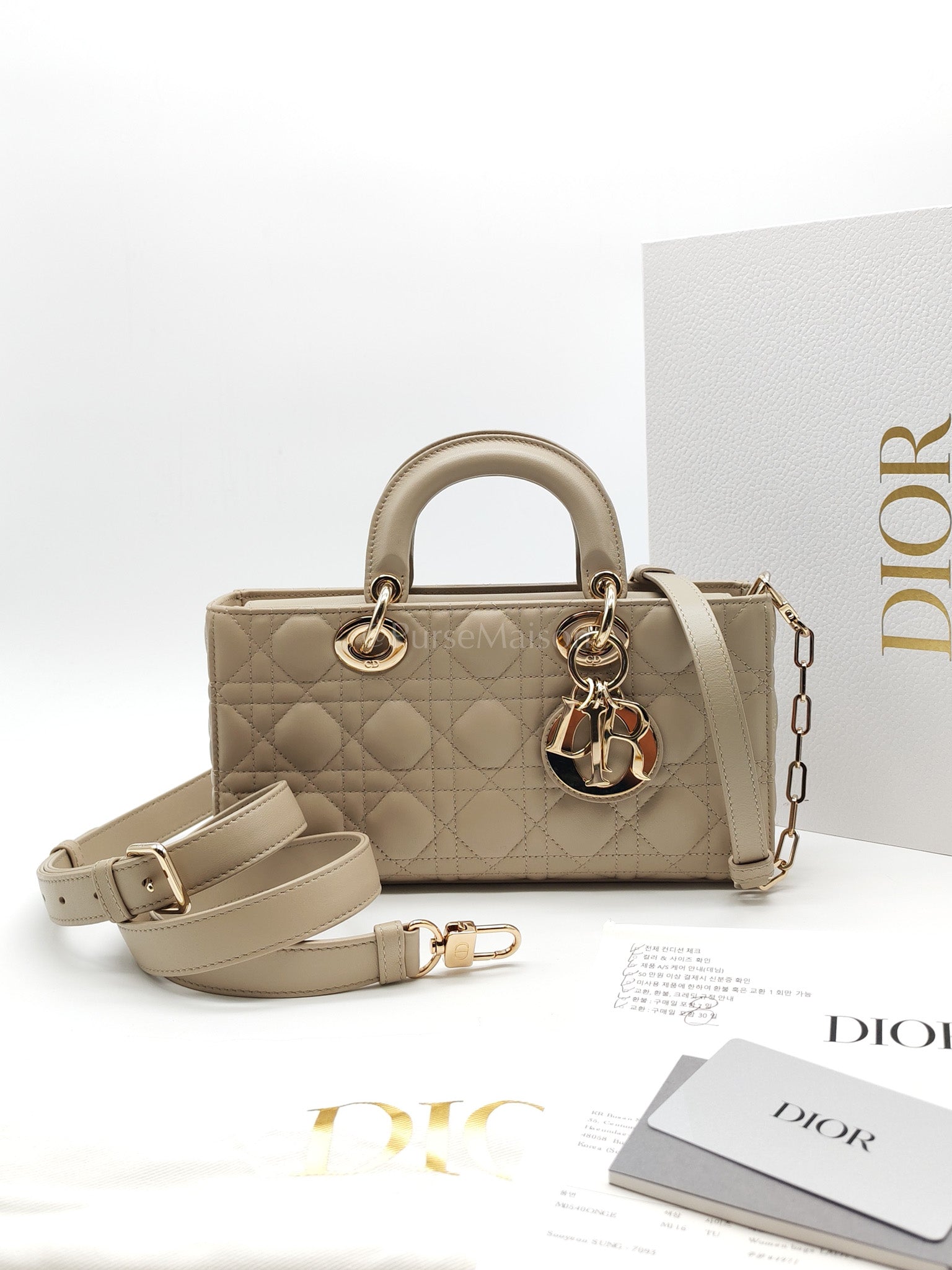 D-Joy Medium Sable Cannage lambskin Leather in Light Gold Hardware | Purse Maison Luxury Bags Shop