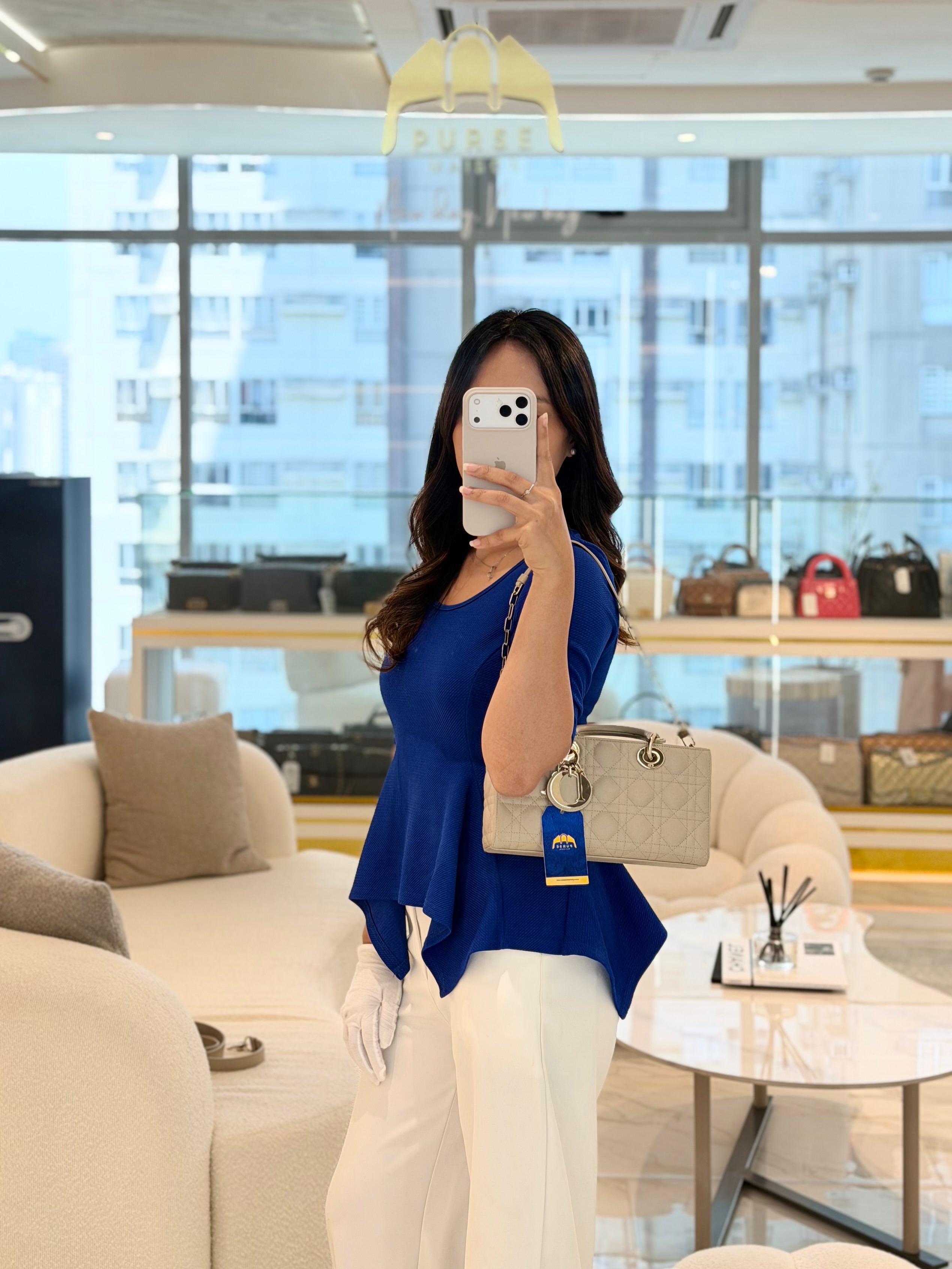 D-Joy Medium Sable Cannage lambskin Leather in Light Gold Hardware | Purse Maison Luxury Bags Shop