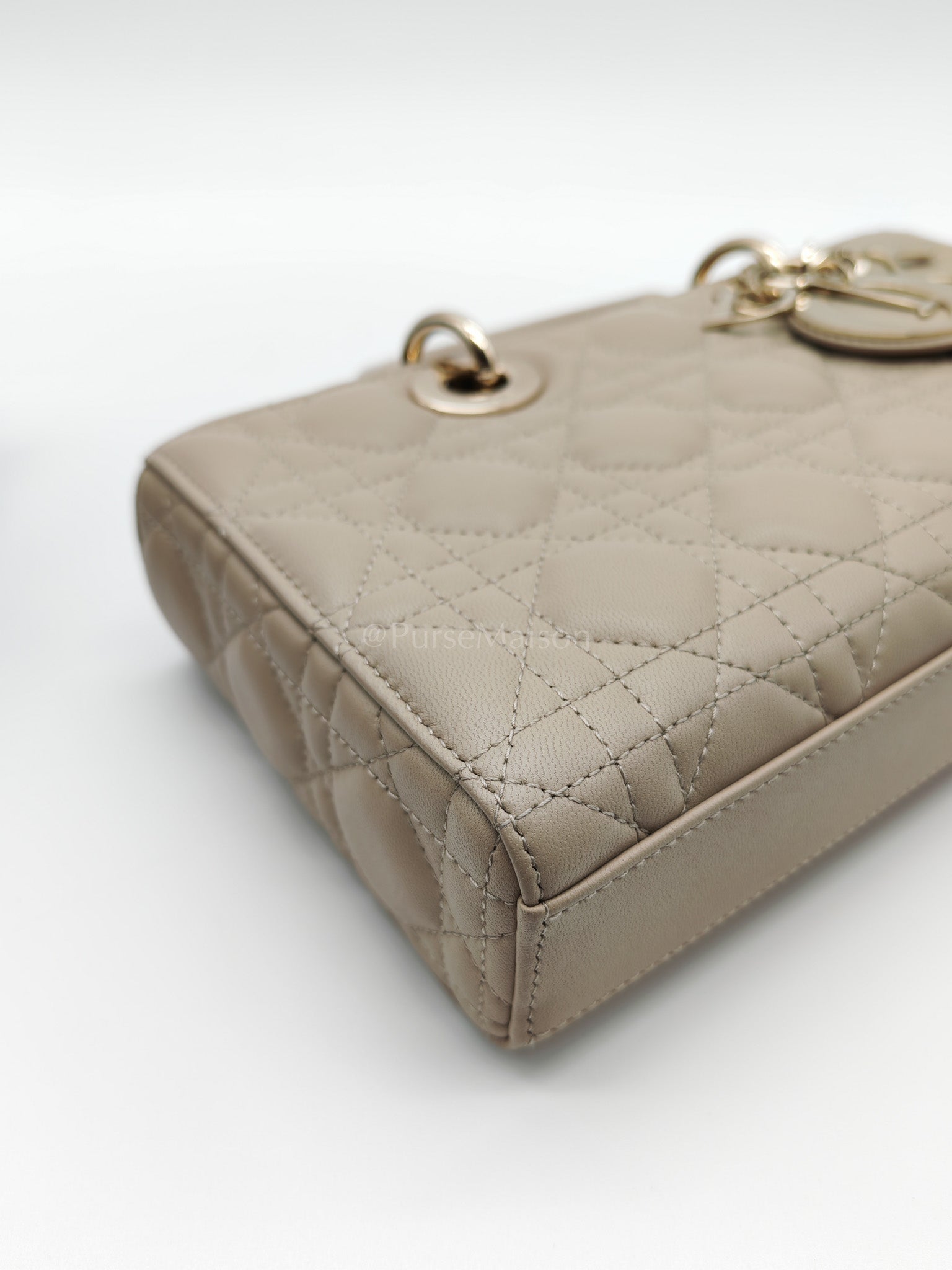 D-Joy Medium Sable Cannage lambskin Leather in Light Gold Hardware | Purse Maison Luxury Bags Shop