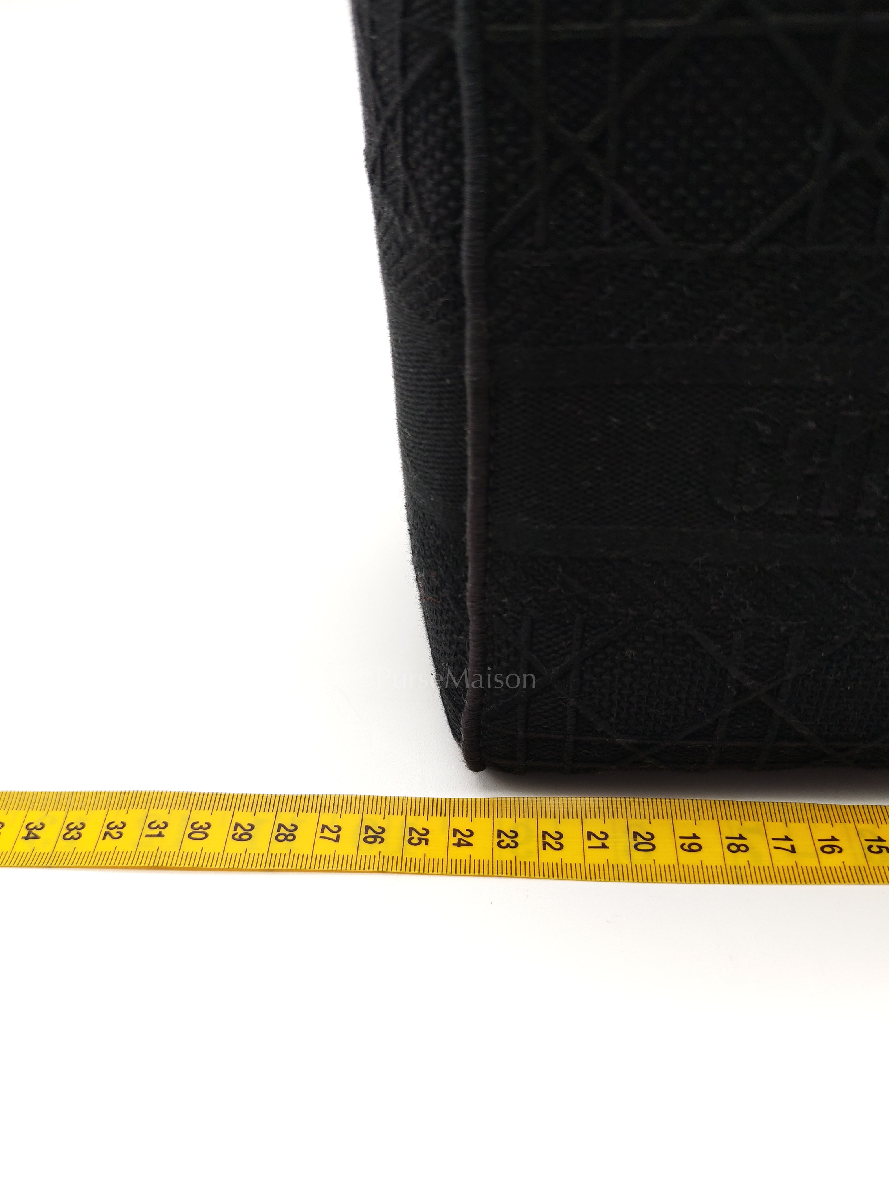 D-Lite Medium in Black Embroidered Canvas & Light Gold Hardware | Purse Maison Luxury Bags Shop