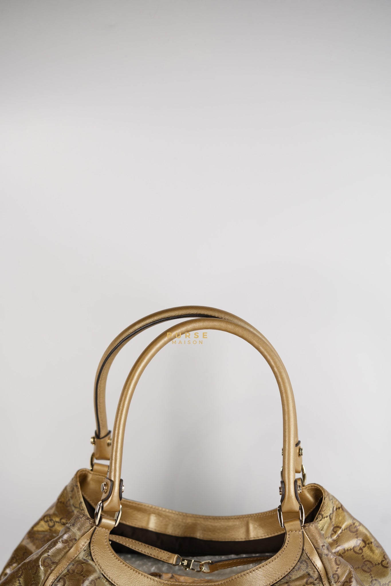 D-ring Tote Bag in Metallic Gold Canvas | Purse Maison Luxury Bags Shop