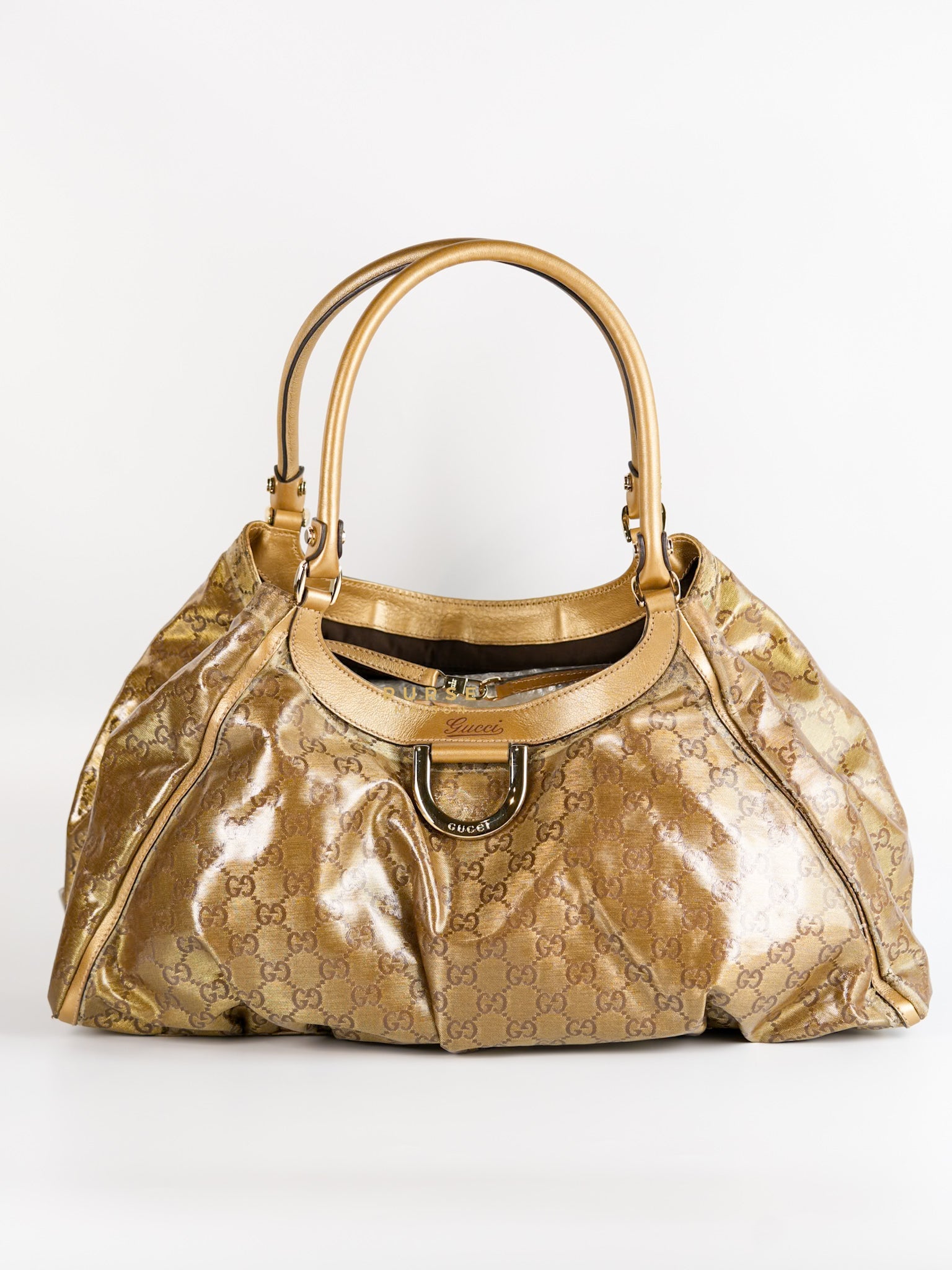 D-ring Tote Bag in Metallic Gold Canvas | Purse Maison Luxury Bags Shop