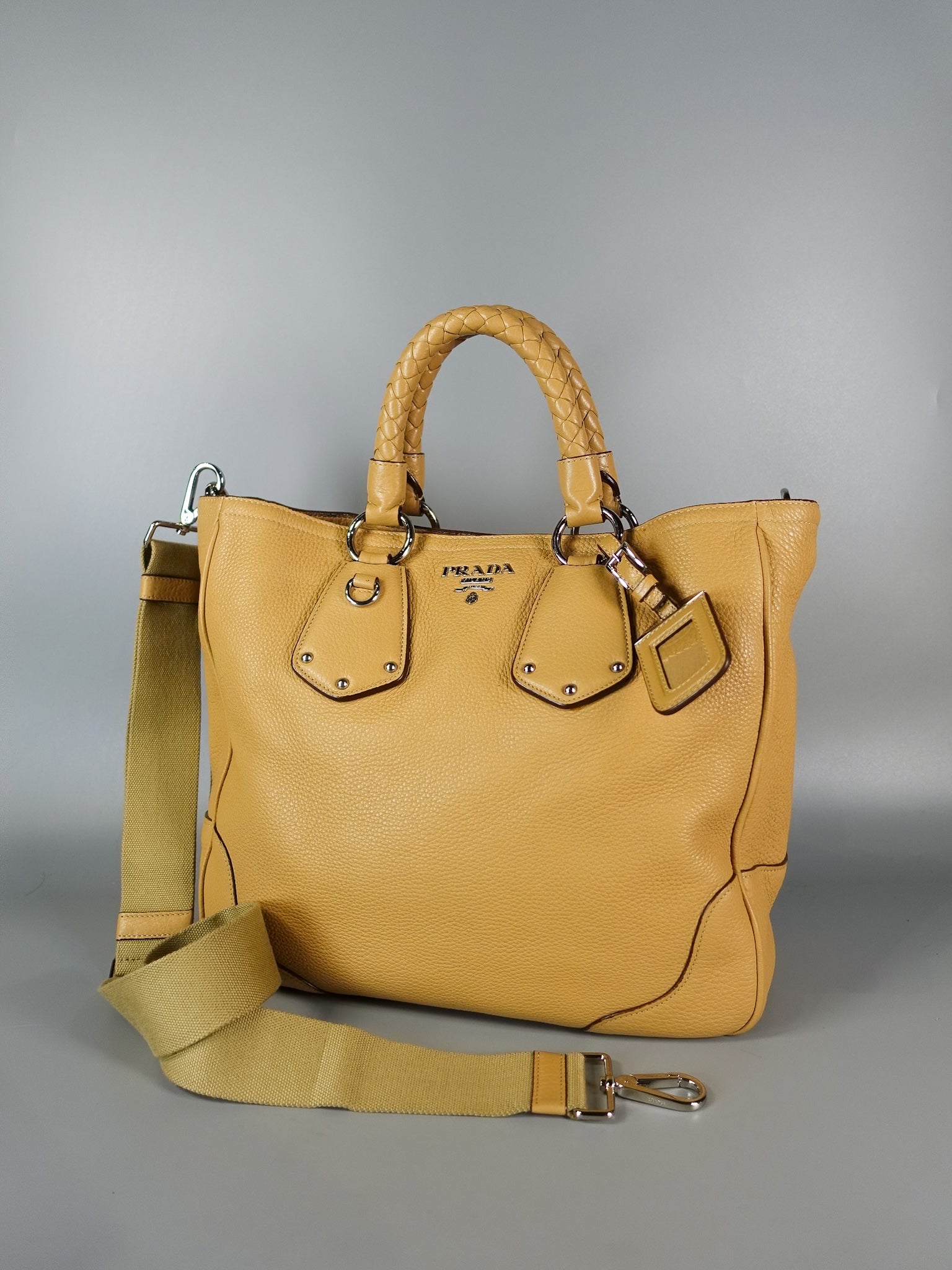Daino Vitello Braided Handle Open Tote Bag | Purse Maison Luxury Bags Shop