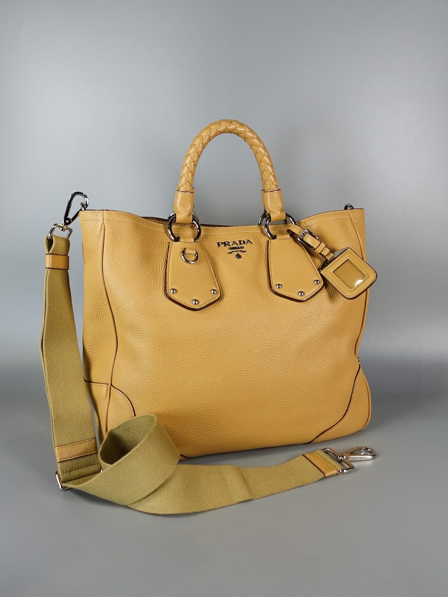 Daino Vitello Braided Handle Open Tote Bag | Purse Maison Luxury Bags Shop