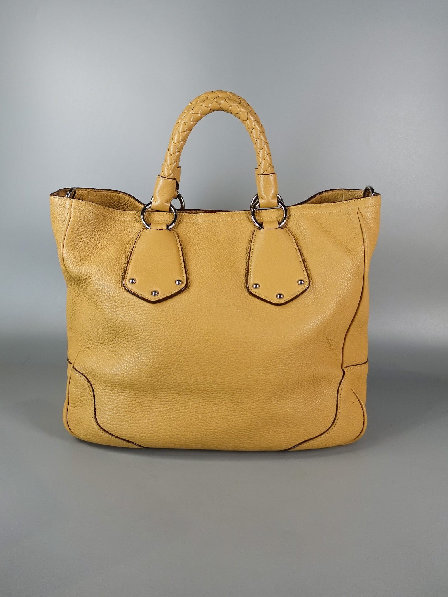 Daino Vitello Braided Handle Open Tote Bag | Purse Maison Luxury Bags Shop
