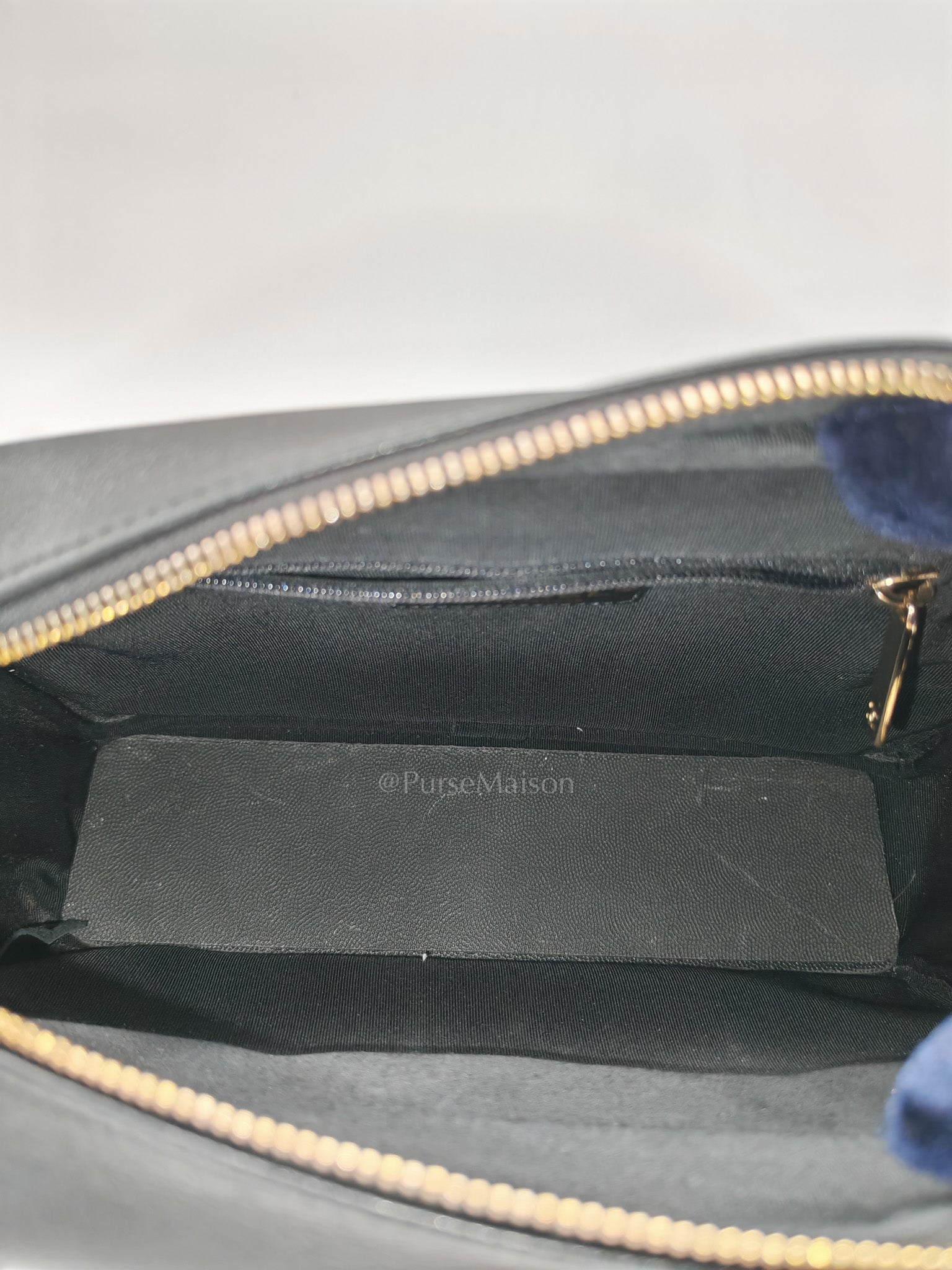 Chanel Chevron Daily Camera Case Bag in Black Calfskin Leather and Light Gold Hardware Series 27