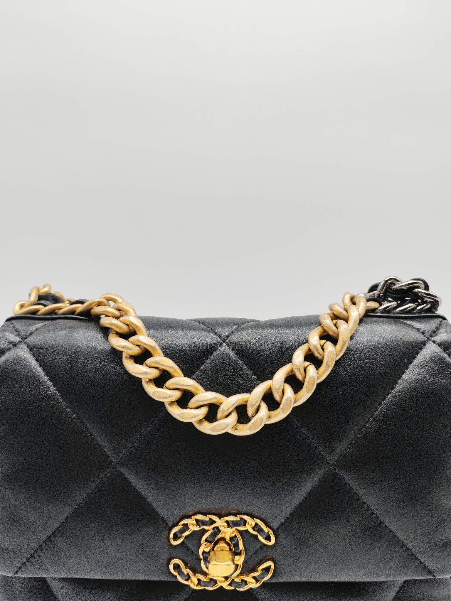Chanel 19 Small in Black Quilted Lambskin Leather and Mixed hardware Series 30