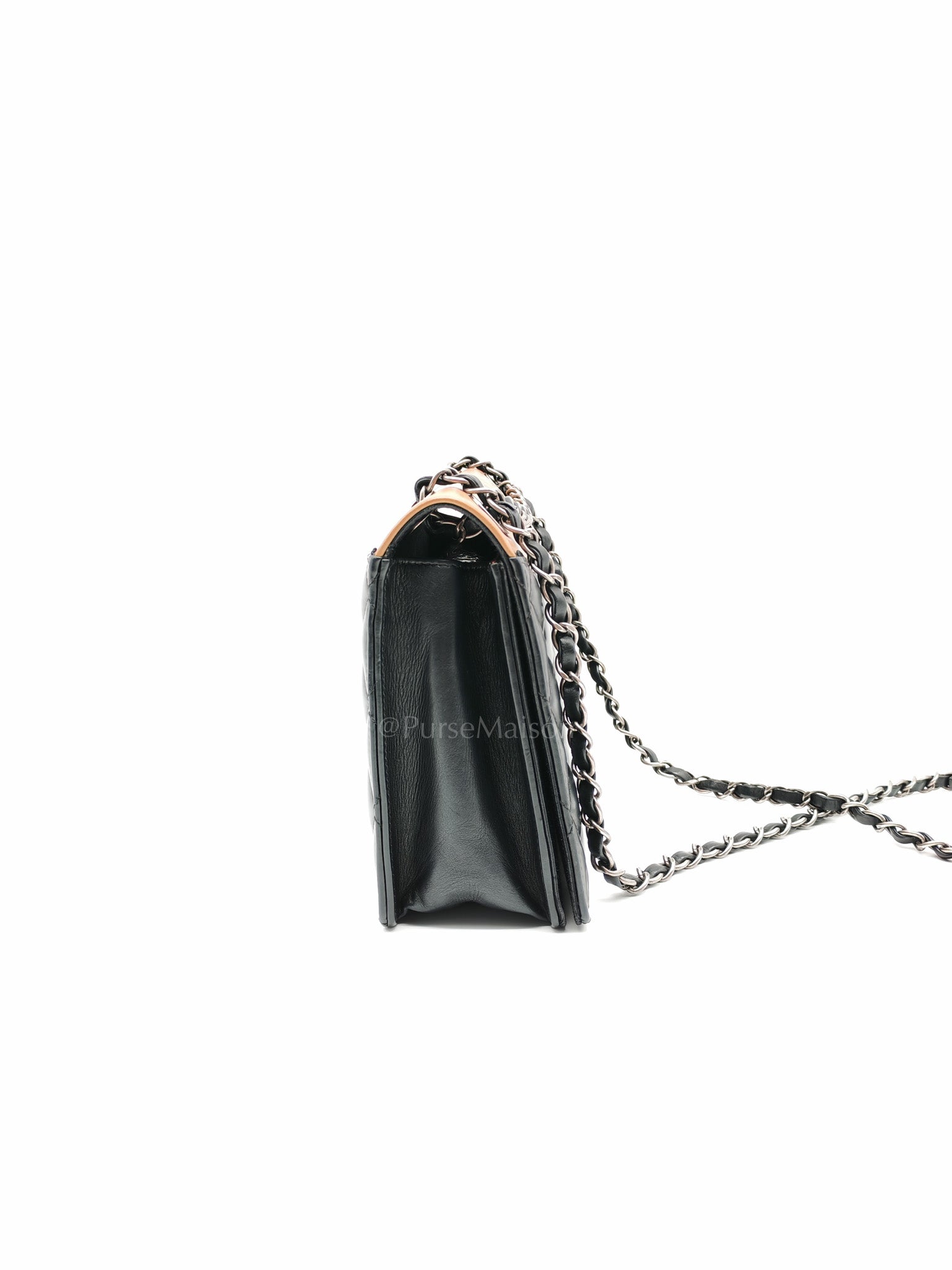 Ballerine Flap Bag in Black/Tan Quilted Lambskin Leather & Ruthenium Hardware Series 23