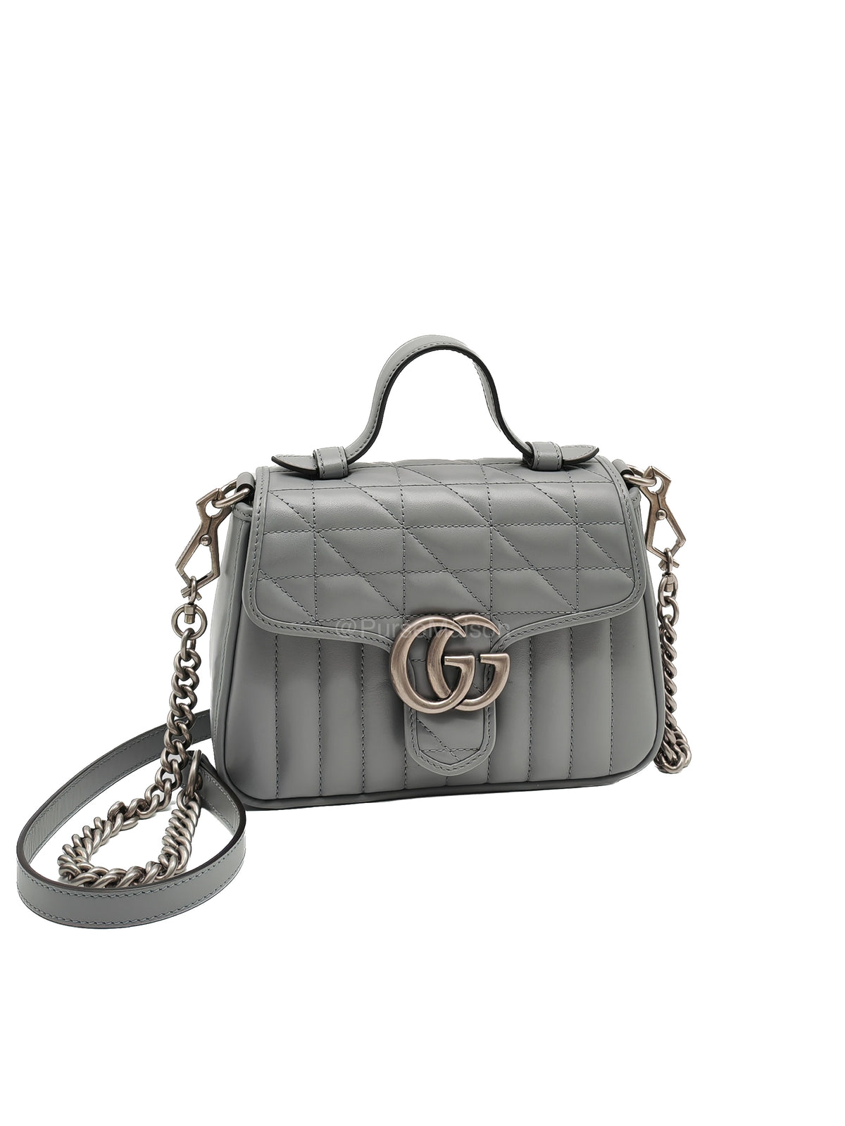 Gucci GG Marmont Mini Top Handle Bag in Gray