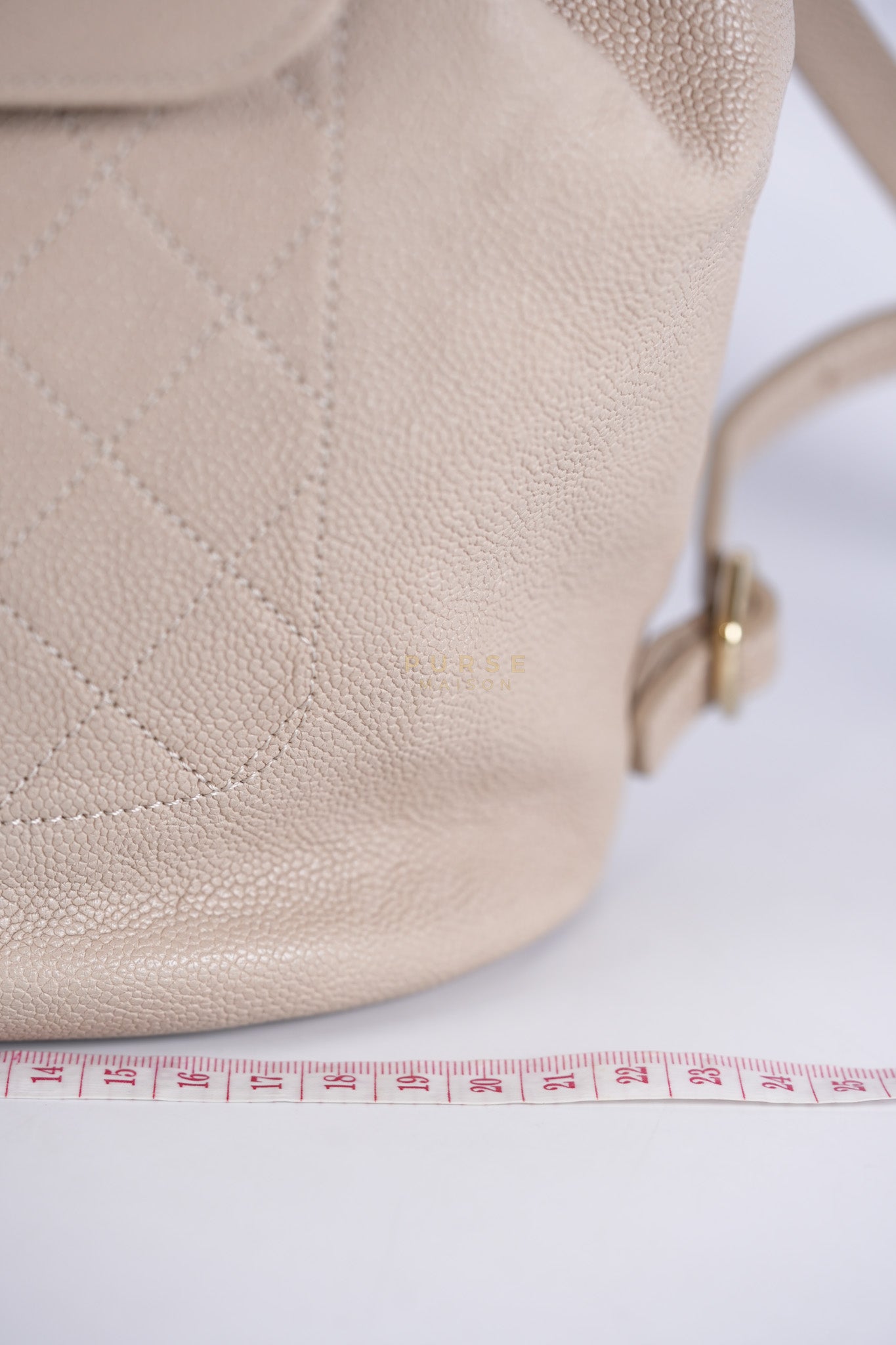 Data Center Backpack in Beige Caviar Leather and Gold Hardware Series 24 | Purse Maison Luxury Bags Shop