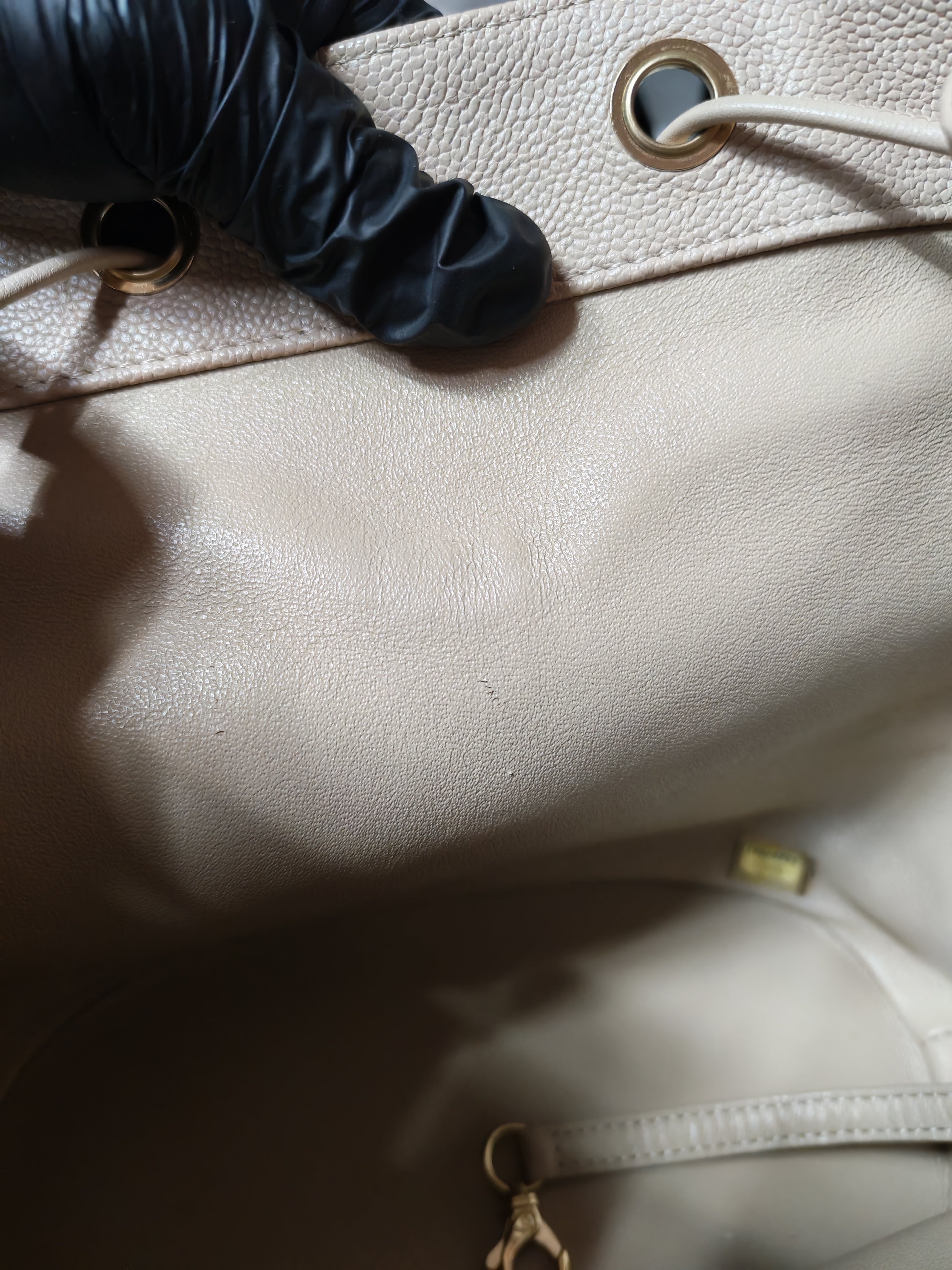 Data Center Backpack in Beige Caviar Leather and Gold Hardware Series 24 | Purse Maison Luxury Bags Shop