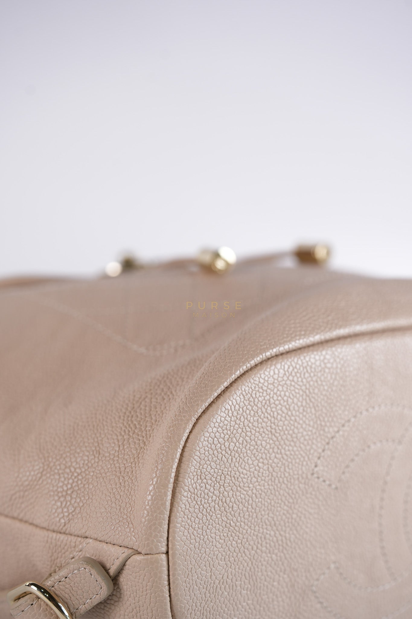 Data Center Backpack in Beige Caviar Leather and Gold Hardware Series 24 | Purse Maison Luxury Bags Shop