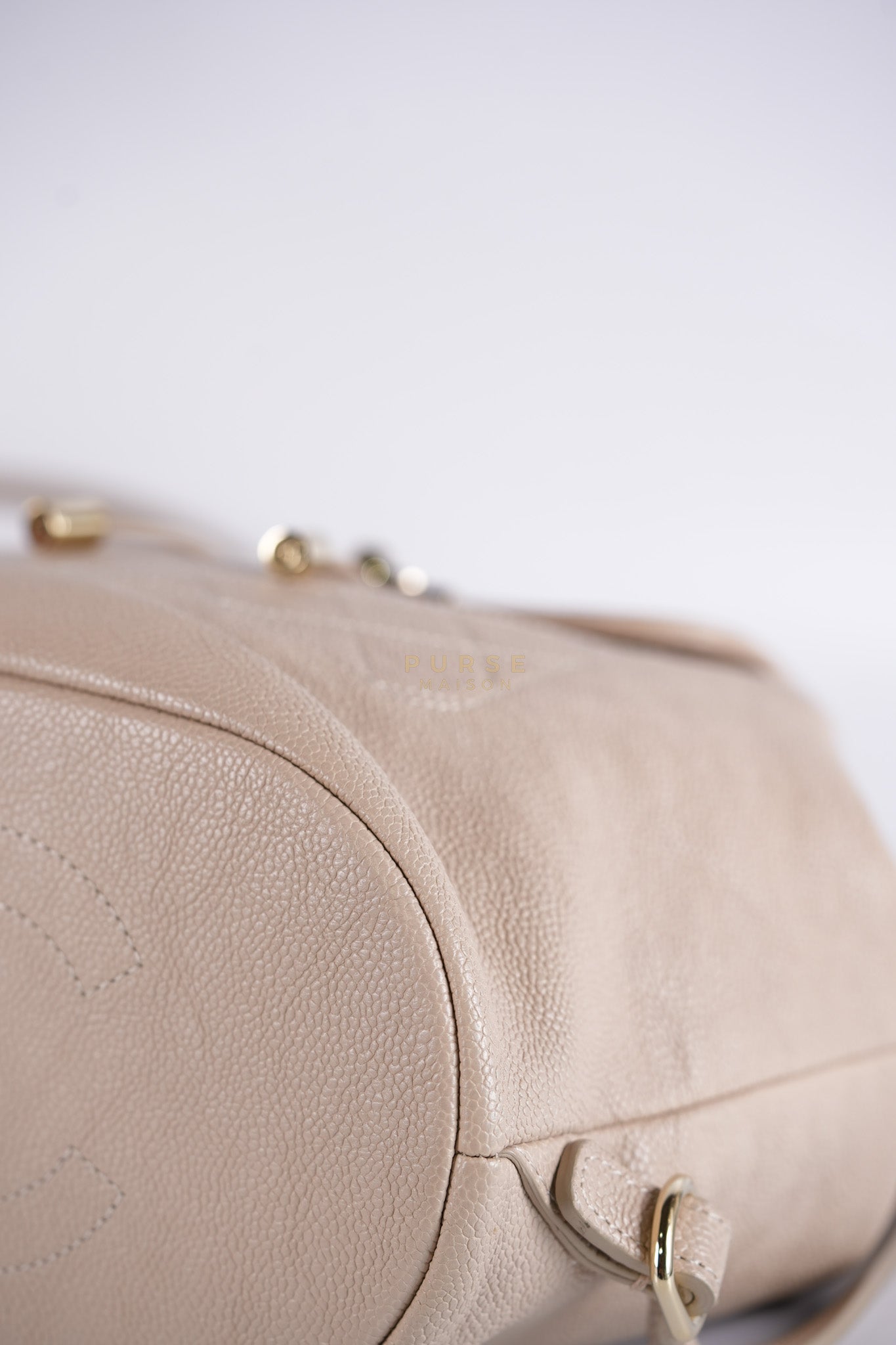Data Center Backpack in Beige Caviar Leather and Gold Hardware Series 24 | Purse Maison Luxury Bags Shop