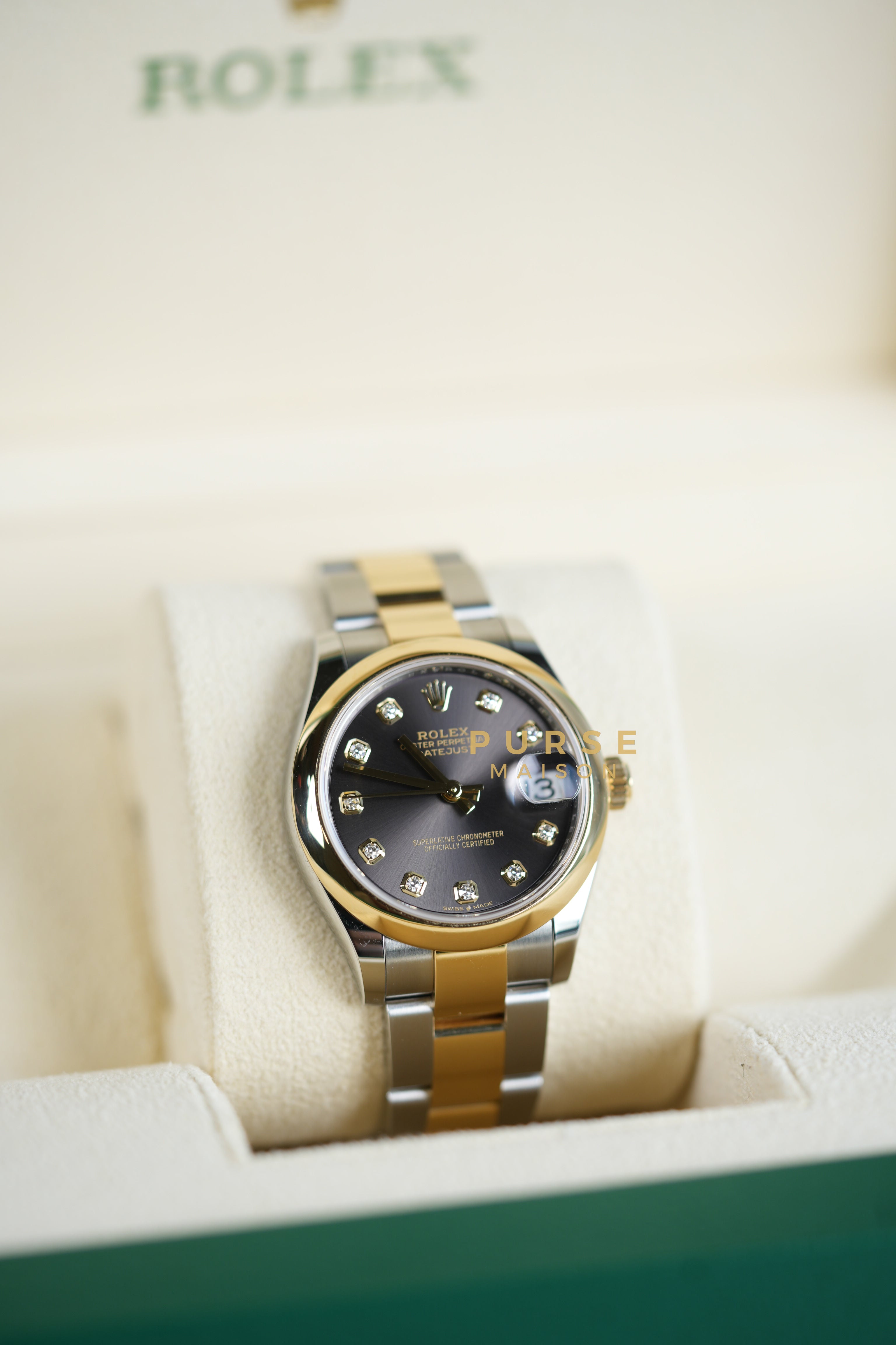 Datejust 31 mm Oystersteel & Yellow Gold Dark Grey with Diamonds Dial Ref 278243 | Purse Maison Luxury Bags Shop