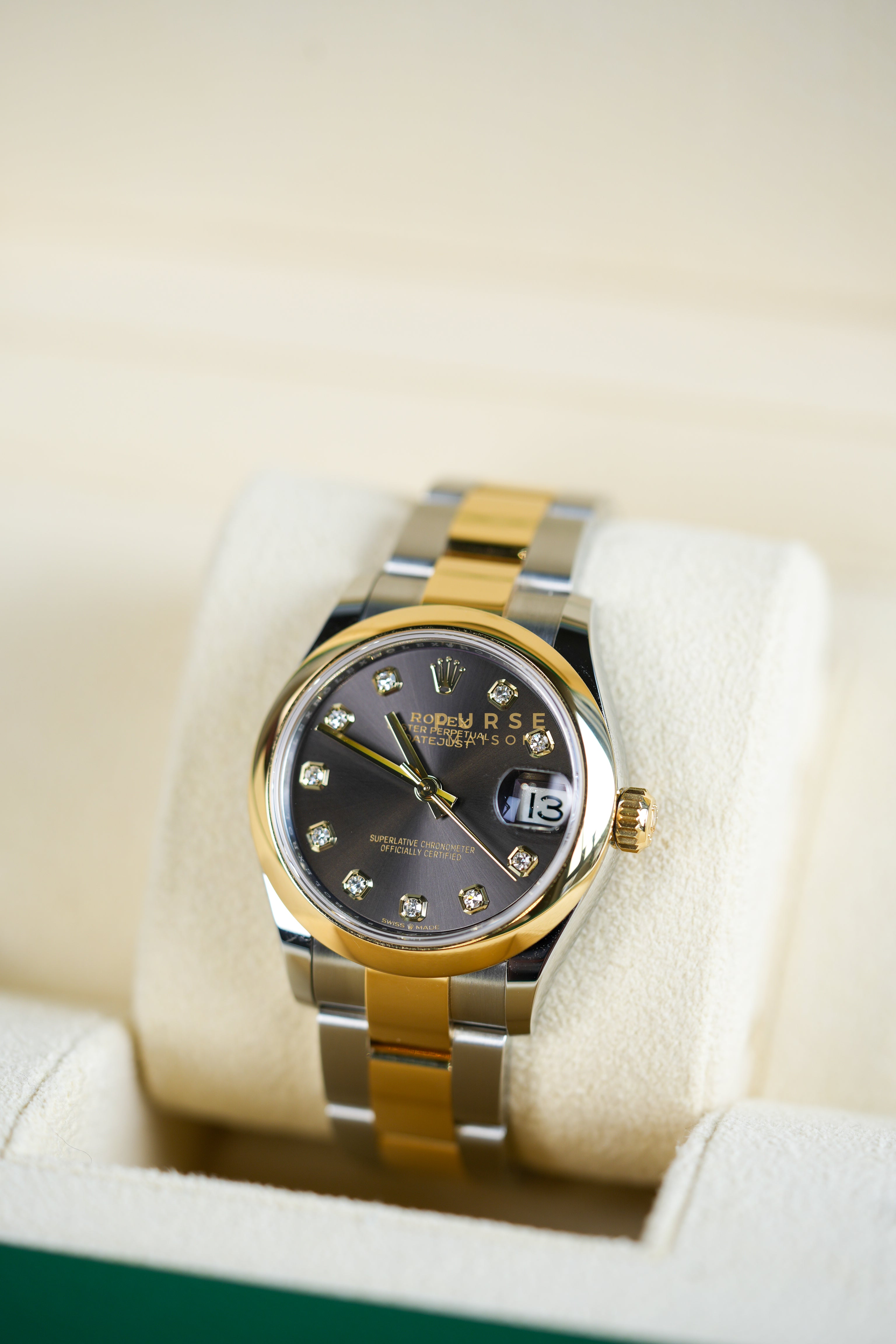 Datejust 31 mm Oystersteel & Yellow Gold Dark Grey with Diamonds Dial Ref 278243 | Purse Maison Luxury Bags Shop