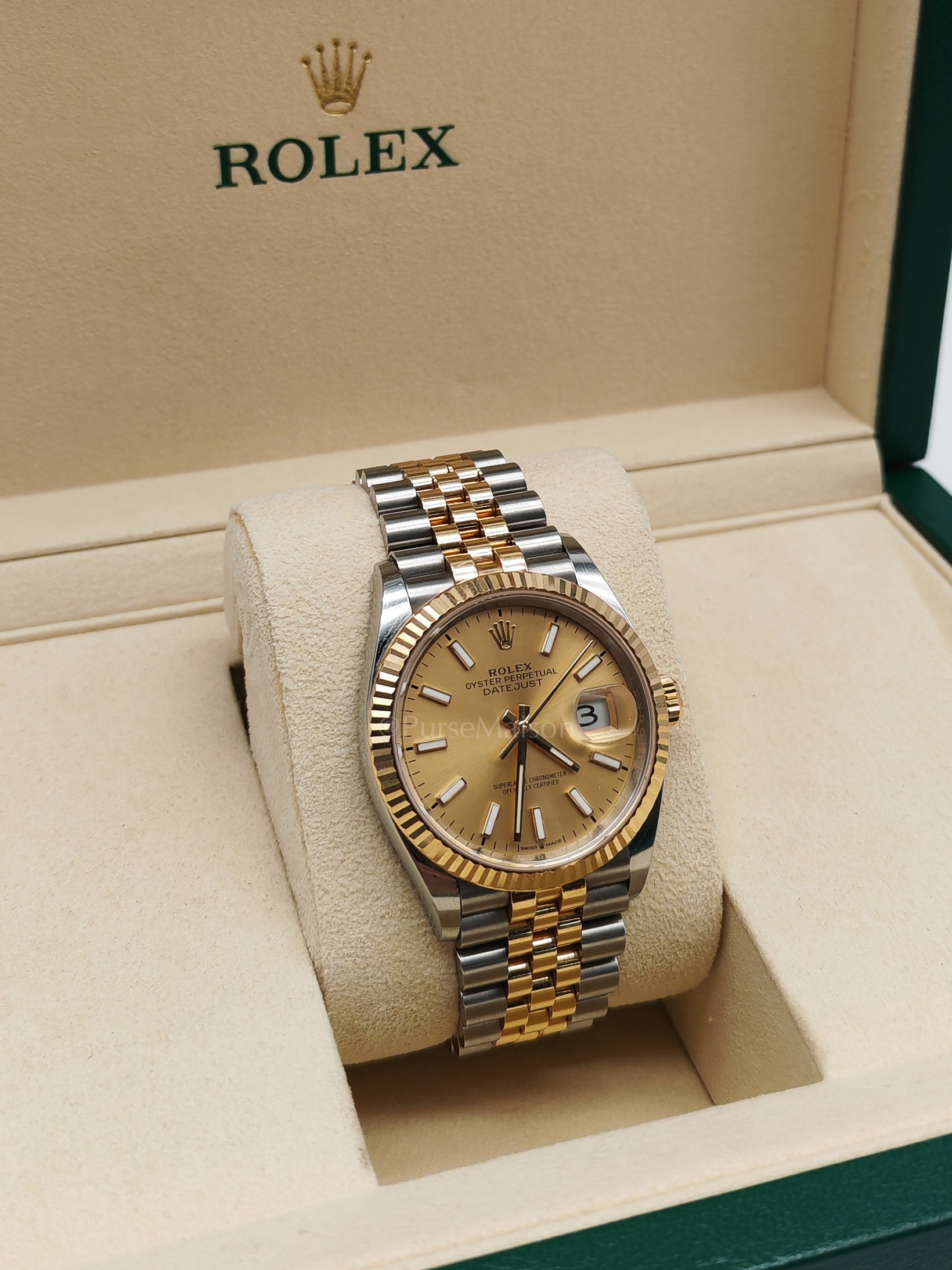 Datejust 36mm Reference 126233 Oyster Steel Yellow Gold Two Tone and Champagne Dial Jubilee Bracelet | Purse Maison Luxury Bags Shop