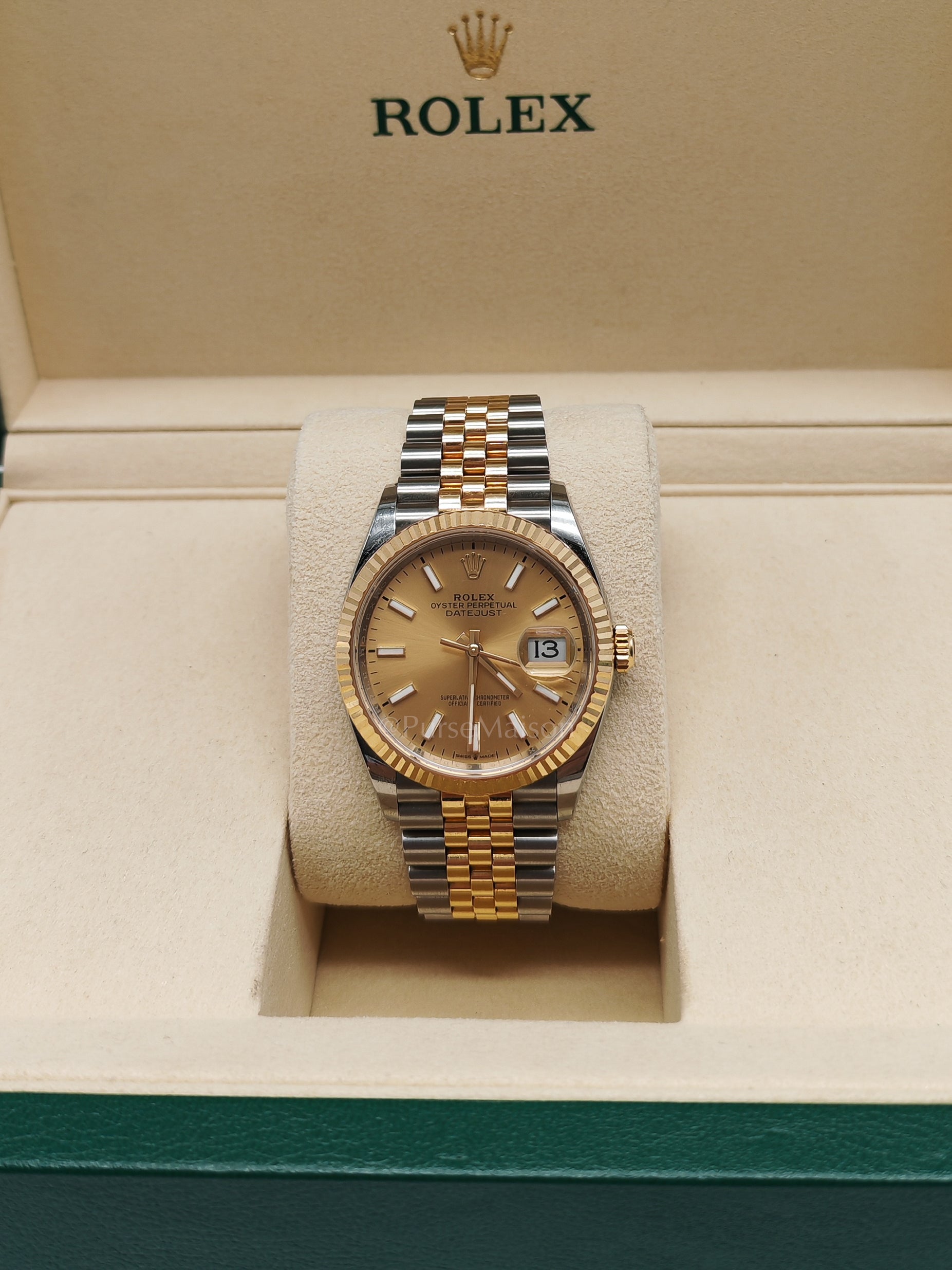 Datejust 36mm Reference 126233 Oyster Steel Yellow Gold Two Tone and Champagne Dial Jubilee Bracelet | Purse Maison Luxury Bags Shop