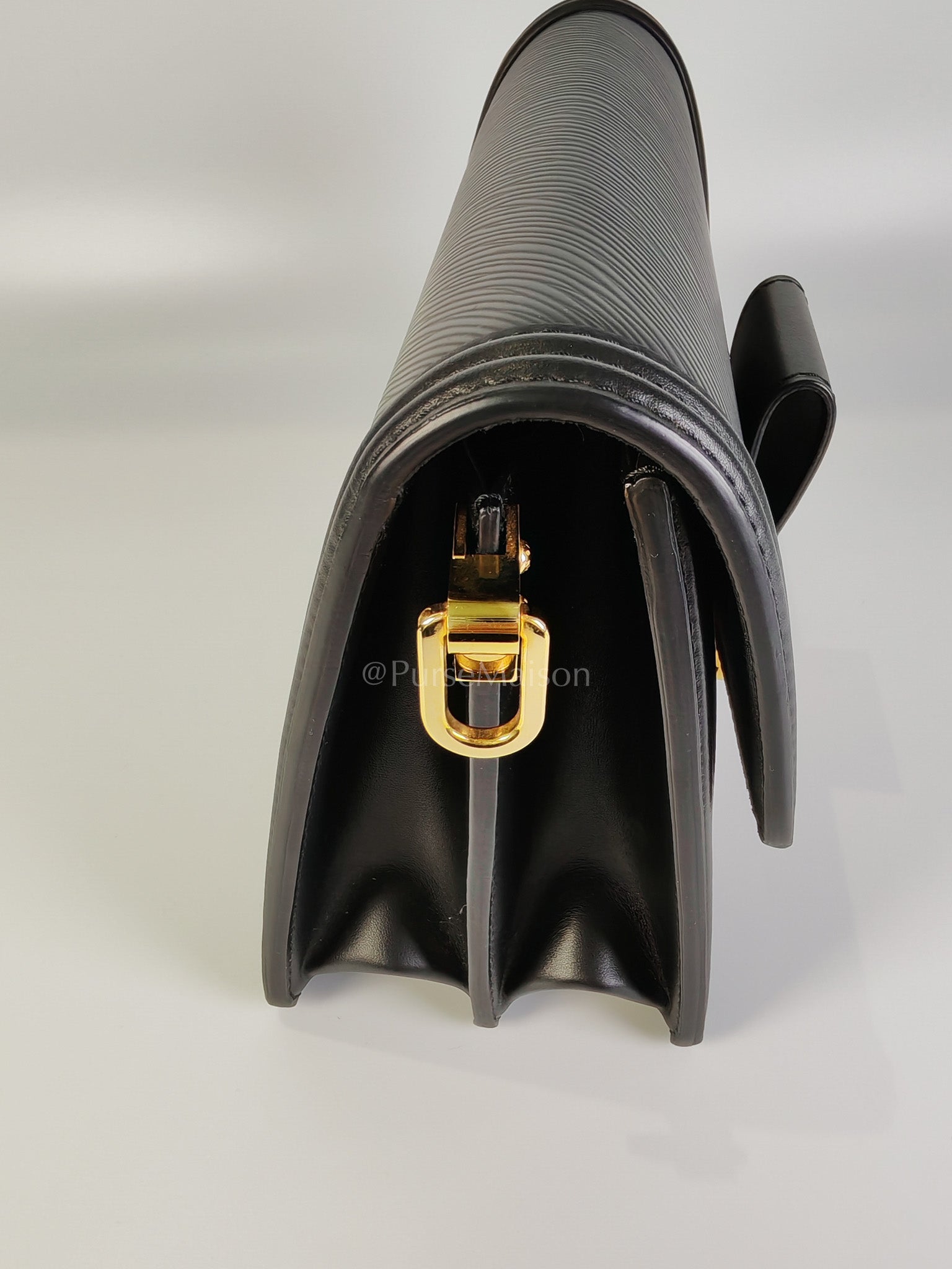 Dauphine MM in Black Epi Leather Shoulder Bag (Microchip) | Purse Maison Luxury Bags Shop