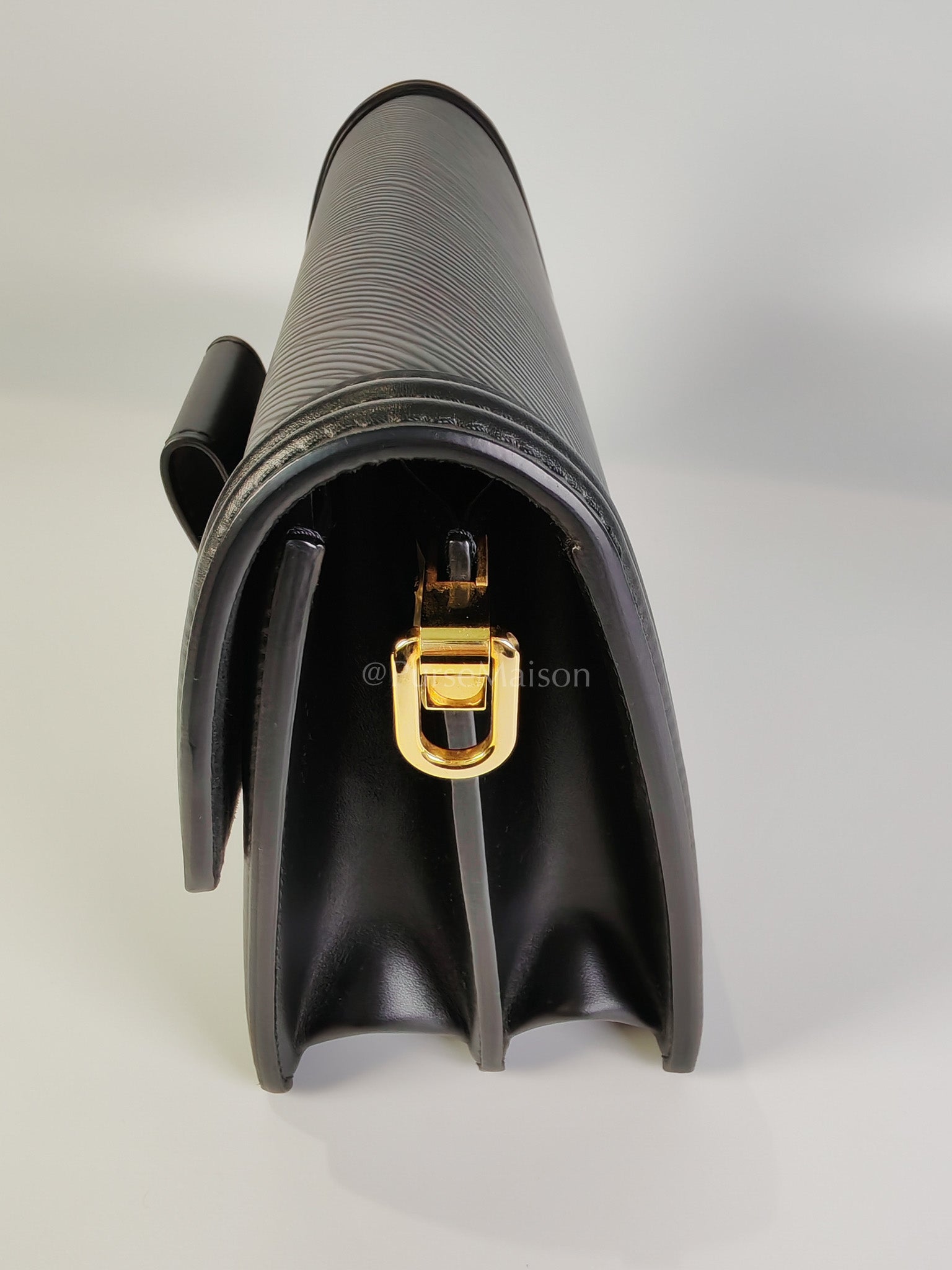 Dauphine MM in Black Epi Leather Shoulder Bag (Microchip) | Purse Maison Luxury Bags Shop