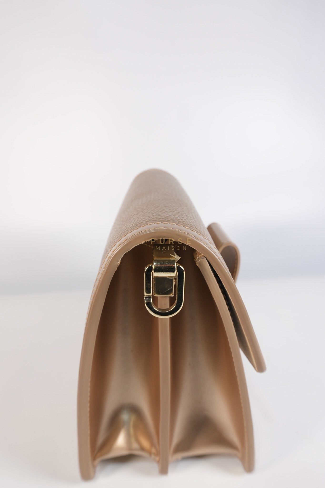 Dauphine PM in Metallic Gold Grained Calfskin Leather (Microchip) | Purse Maison Luxury Bags Shop