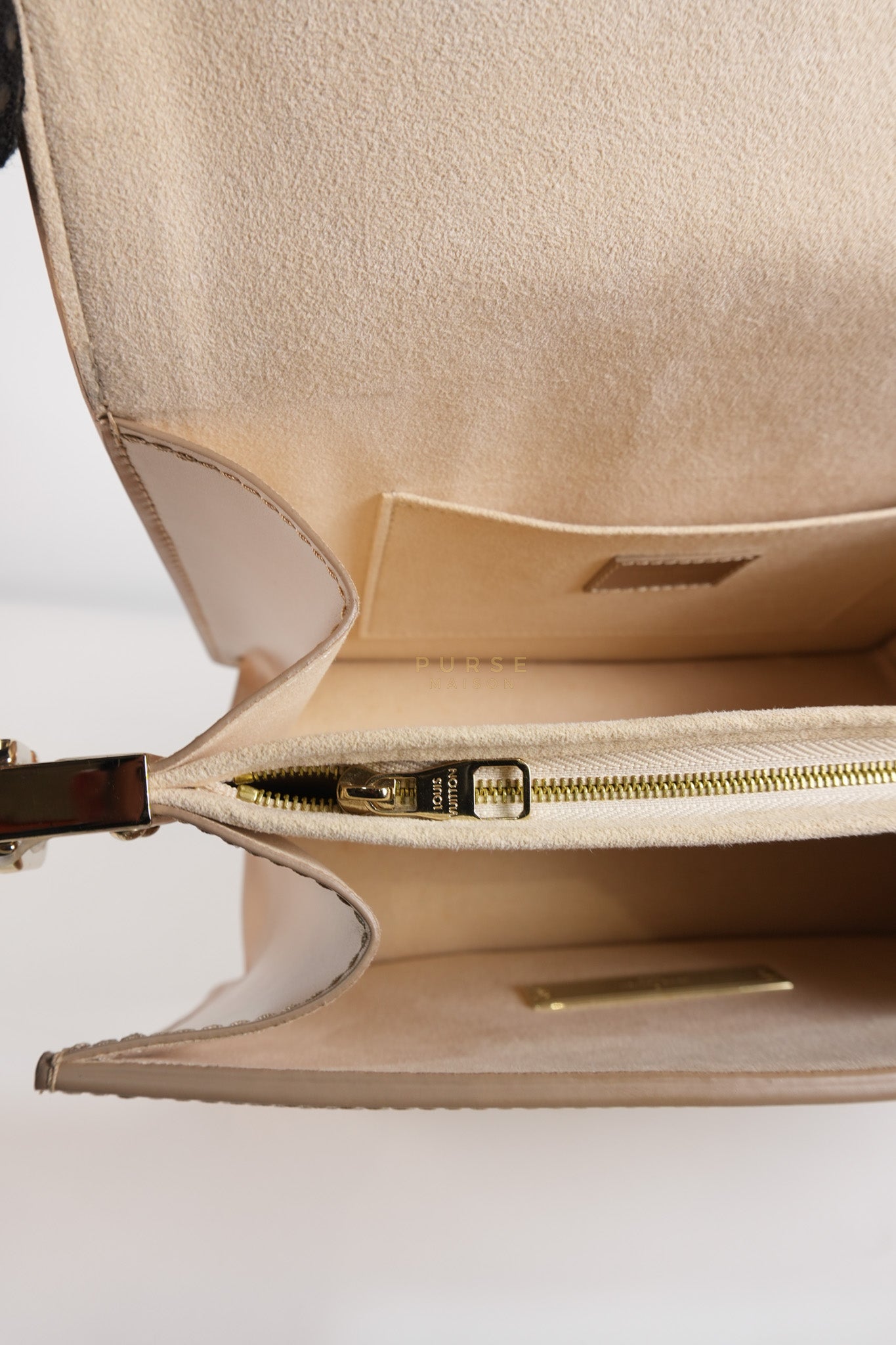 Dauphine PM in Metallic Gold Grained Calfskin Leather (Microchip) | Purse Maison Luxury Bags Shop