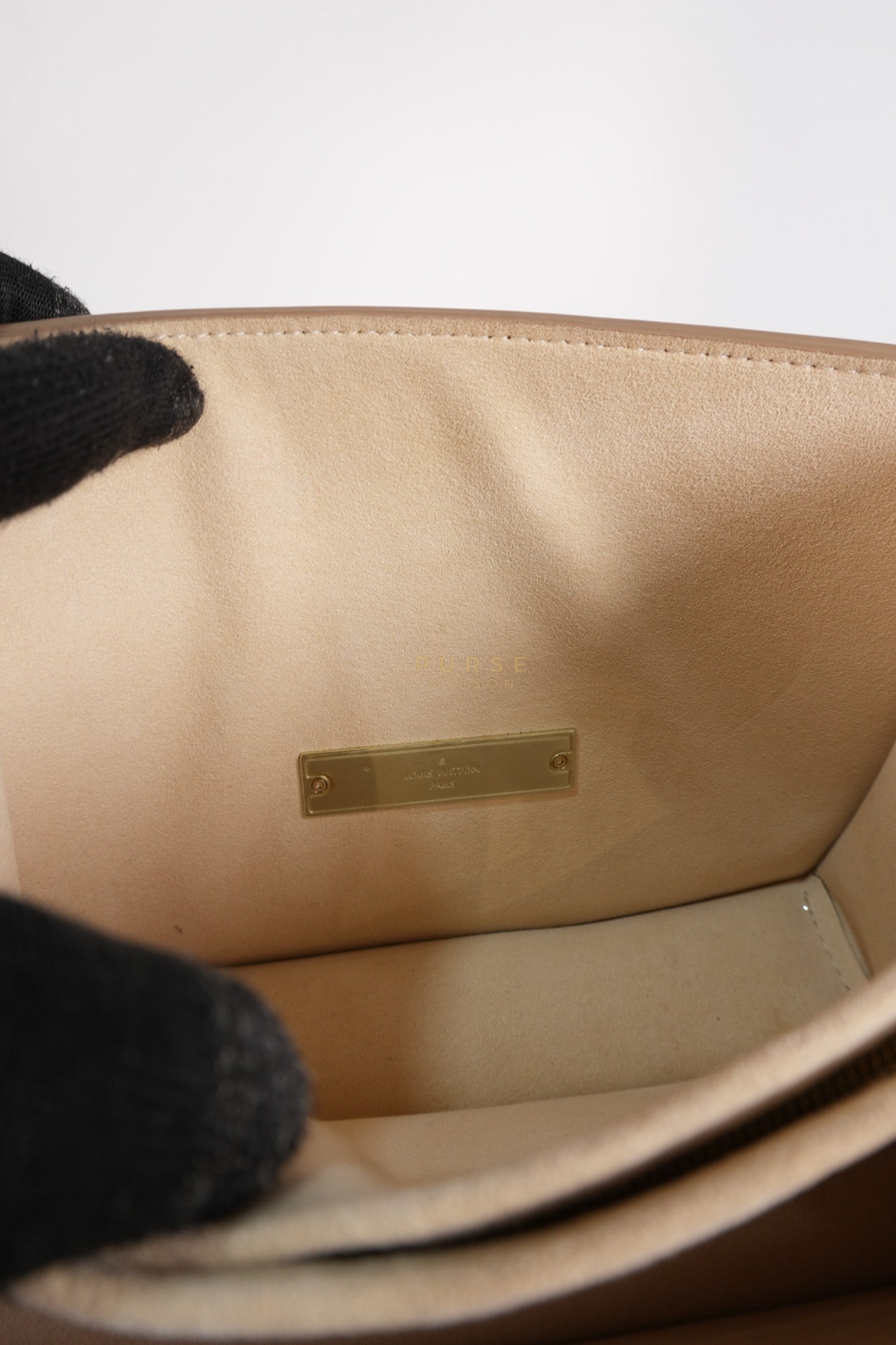 Dauphine PM in Metallic Gold Grained Calfskin Leather (Microchip) | Purse Maison Luxury Bags Shop