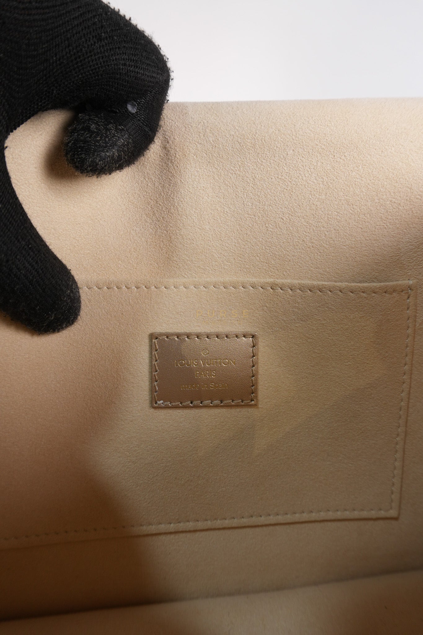 Dauphine PM in Metallic Gold Grained Calfskin Leather (Microchip) | Purse Maison Luxury Bags Shop