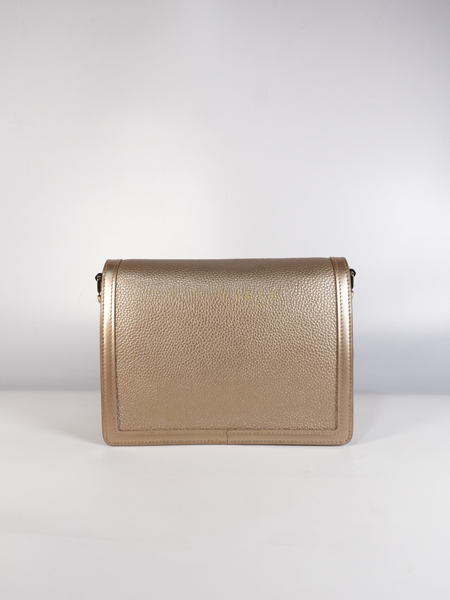 Dauphine PM in Metallic Gold Grained Calfskin Leather (Microchip) | Purse Maison Luxury Bags Shop