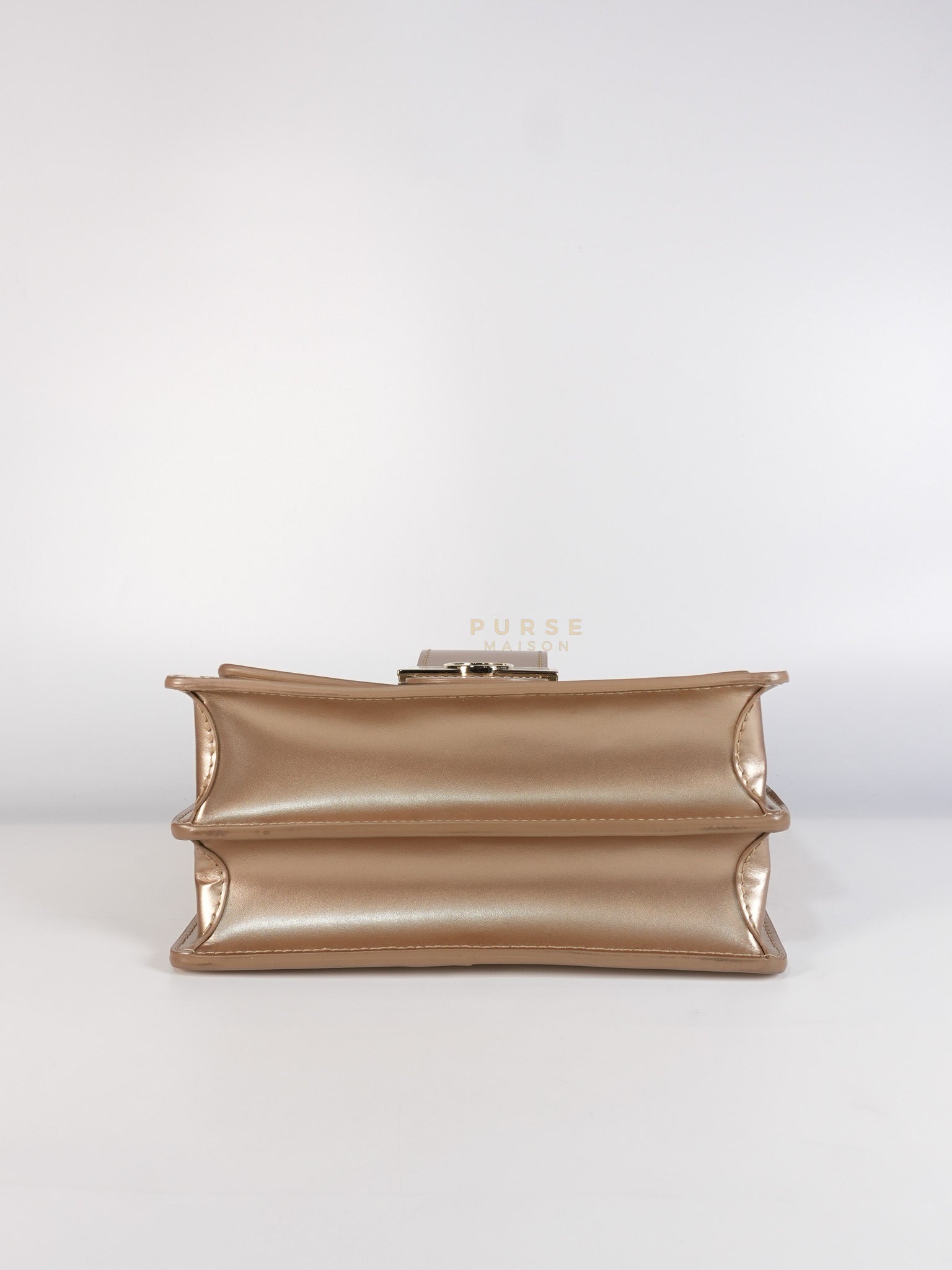 Dauphine PM in Metallic Gold Grained Calfskin Leather (Microchip) | Purse Maison Luxury Bags Shop