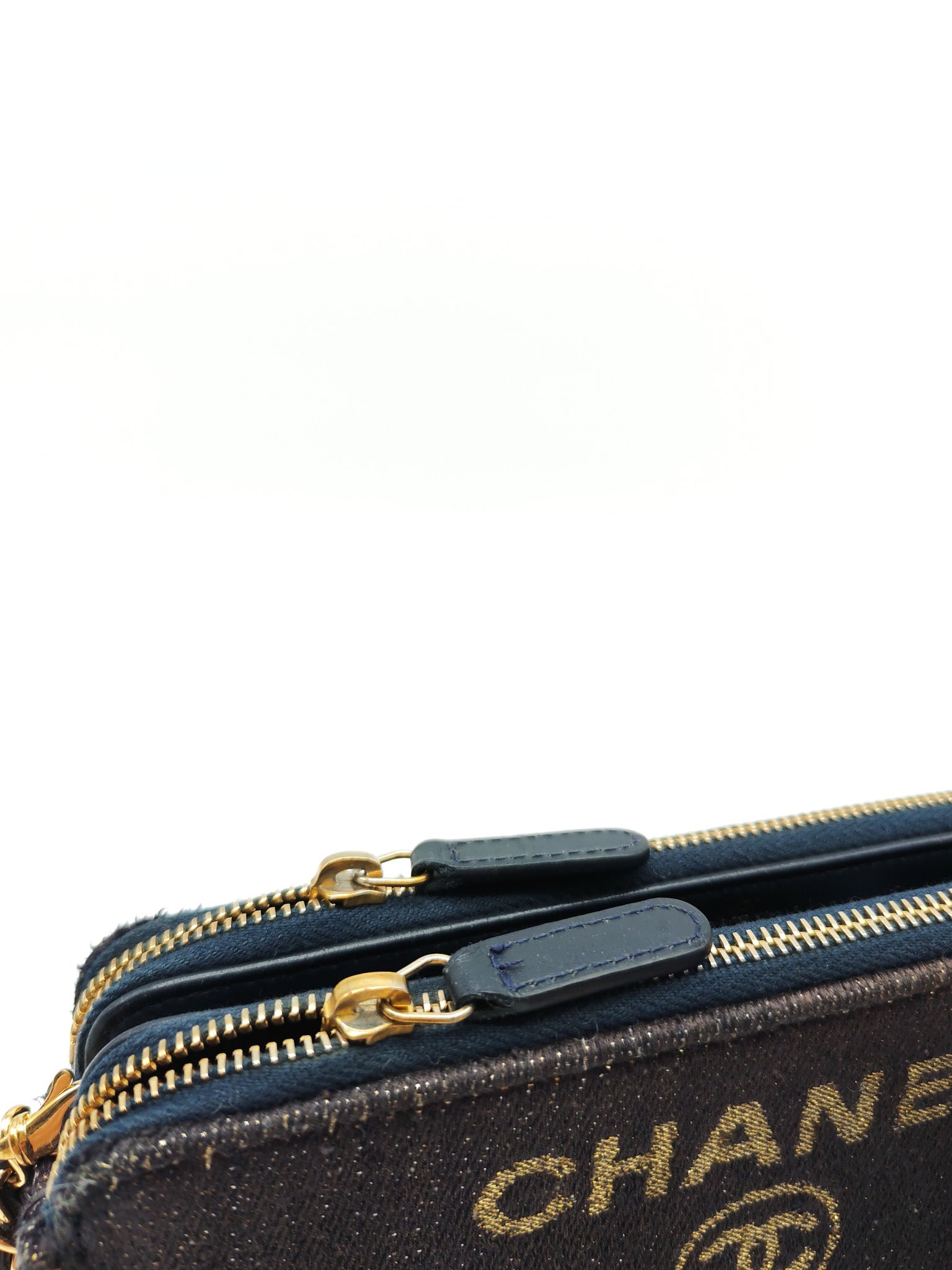 Deauville Denim Double Zip Clutch Chain Bag Series 28 | Purse Maison Luxury Bags Shop