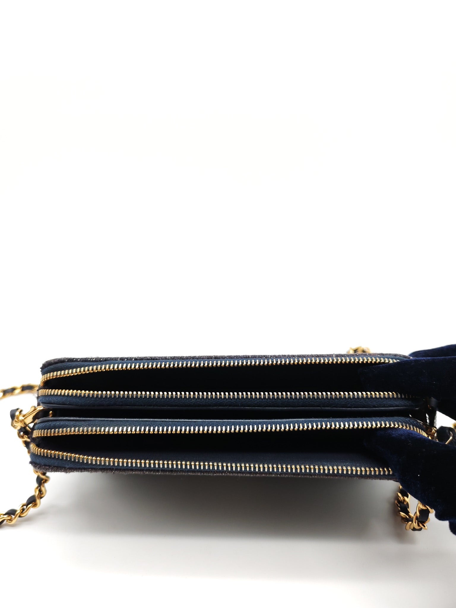 Deauville Denim Double Zip Clutch Chain Bag Series 28 | Purse Maison Luxury Bags Shop