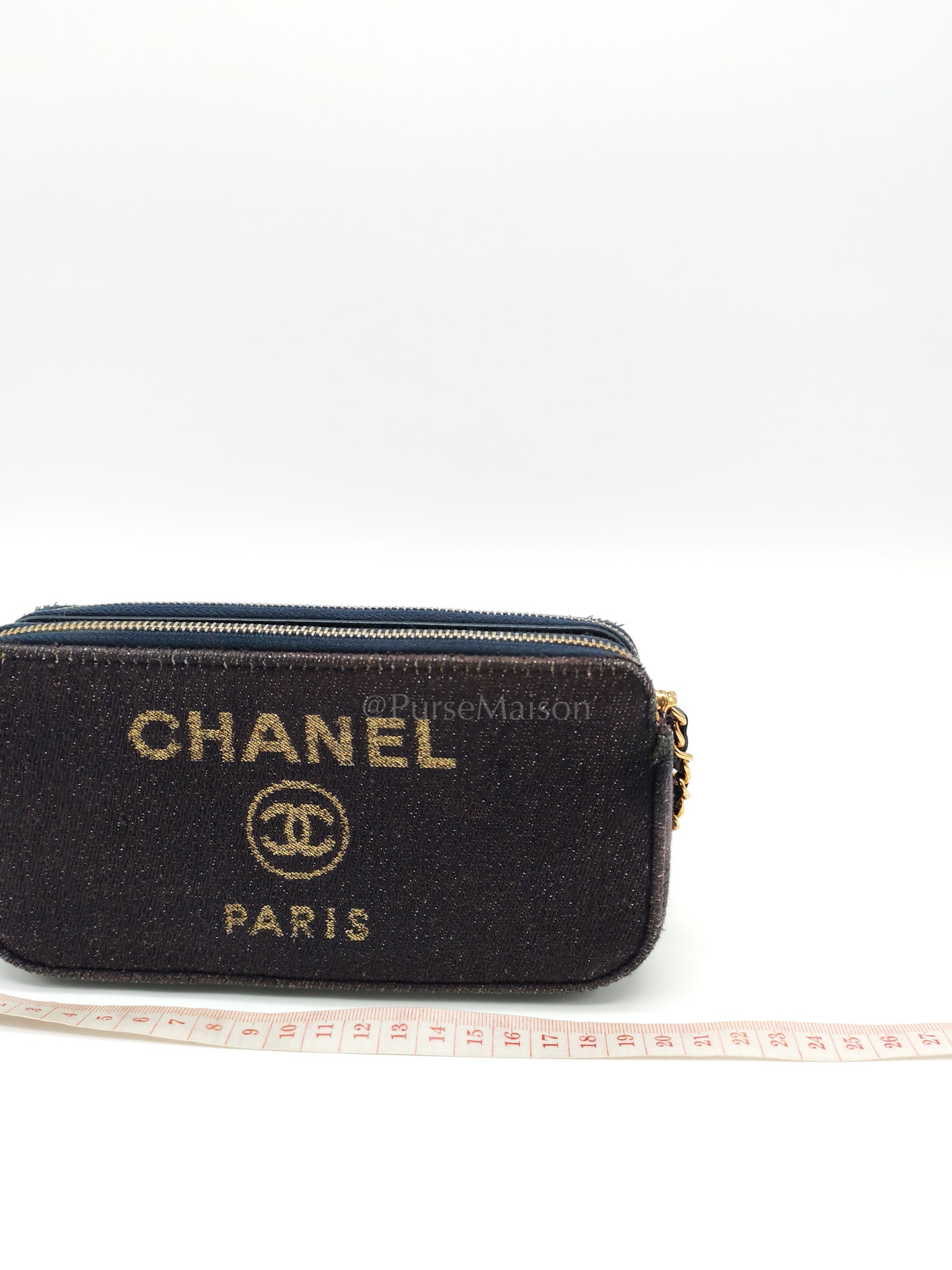 Deauville Denim Double Zip Clutch Chain Bag Series 28 | Purse Maison Luxury Bags Shop