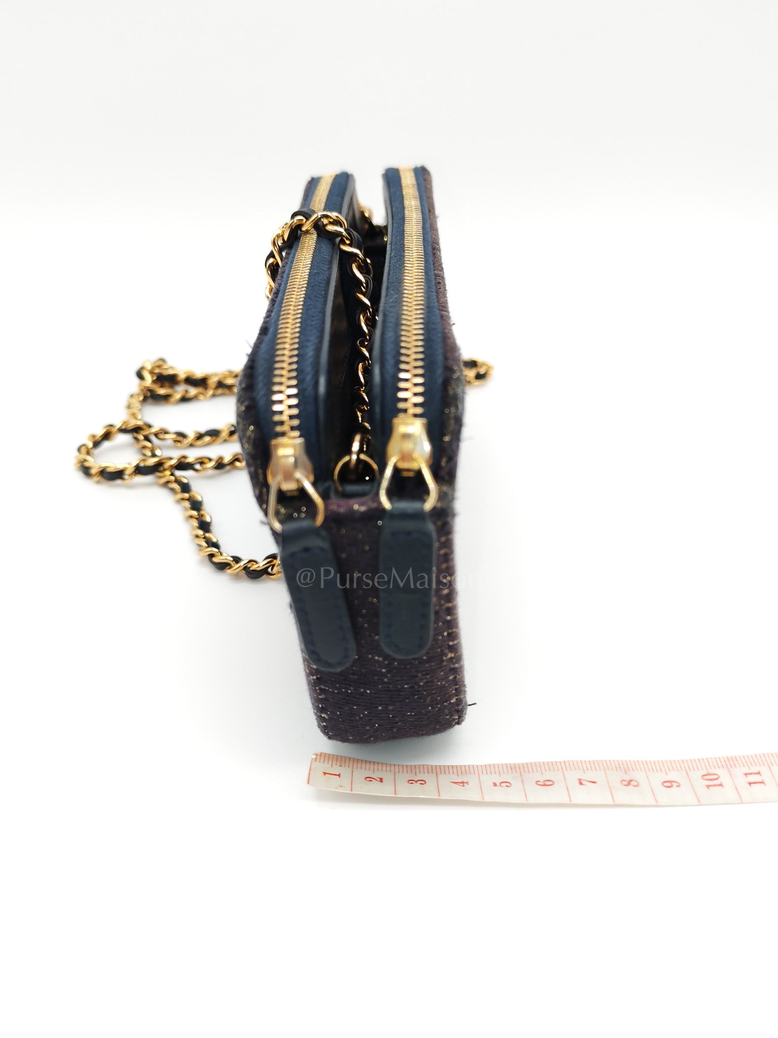 Deauville Denim Double Zip Clutch Chain Bag Series 28 | Purse Maison Luxury Bags Shop