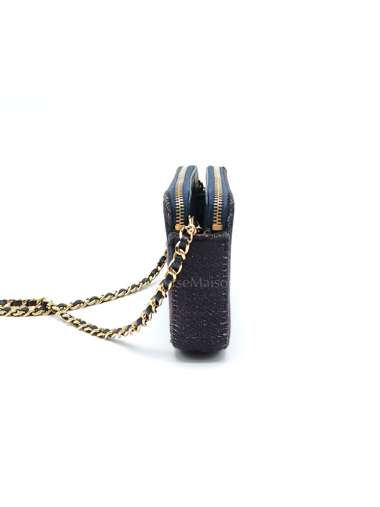 Deauville Denim Double Zip Clutch Chain Bag Series 28 | Purse Maison Luxury Bags Shop