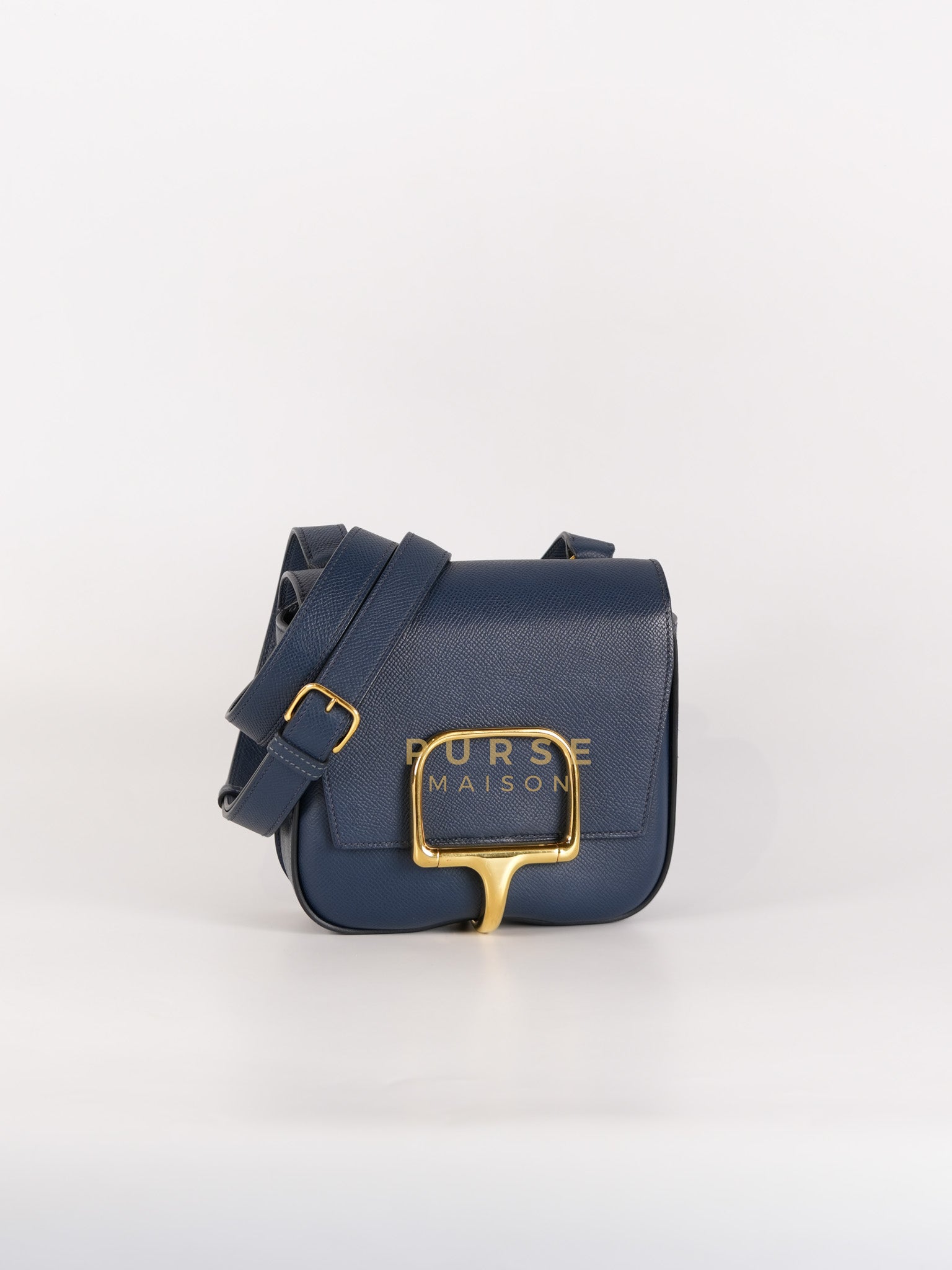 Della Cavalleria in Blue Epsom Leather & Gold Hardware Stamp B(2023) | Purse Maison Luxury Bags Shop