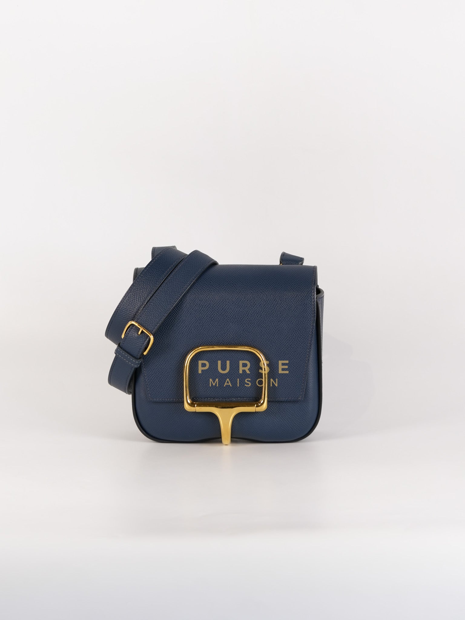 Della Cavalleria in Blue Epsom Leather & Gold Hardware Stamp B(2023) | Purse Maison Luxury Bags Shop