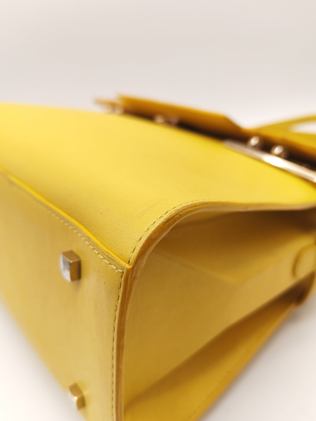 Delvaux Tempete Handbag in Yellow Crisp Calf Leather and Gold Hardware | Purse Maison Luxury Bags Shop