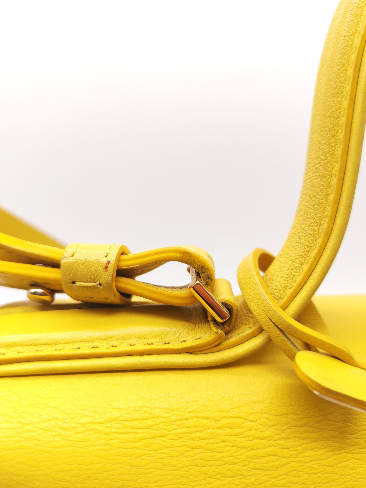 Delvaux Tempete Handbag in Yellow Crisp Calf Leather and Gold Hardware | Purse Maison Luxury Bags Shop