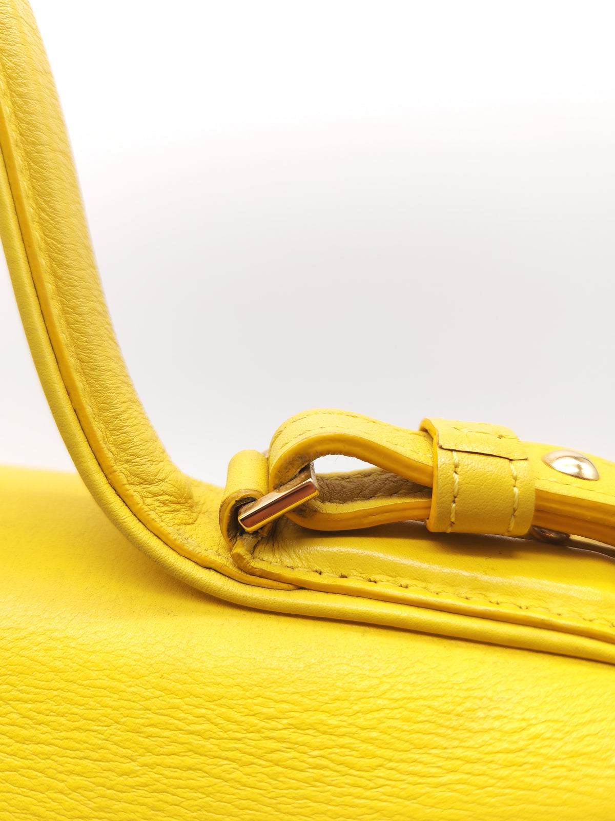 Delvaux Tempete Handbag in Yellow Crisp Calf Leather and Gold Hardware | Purse Maison Luxury Bags Shop